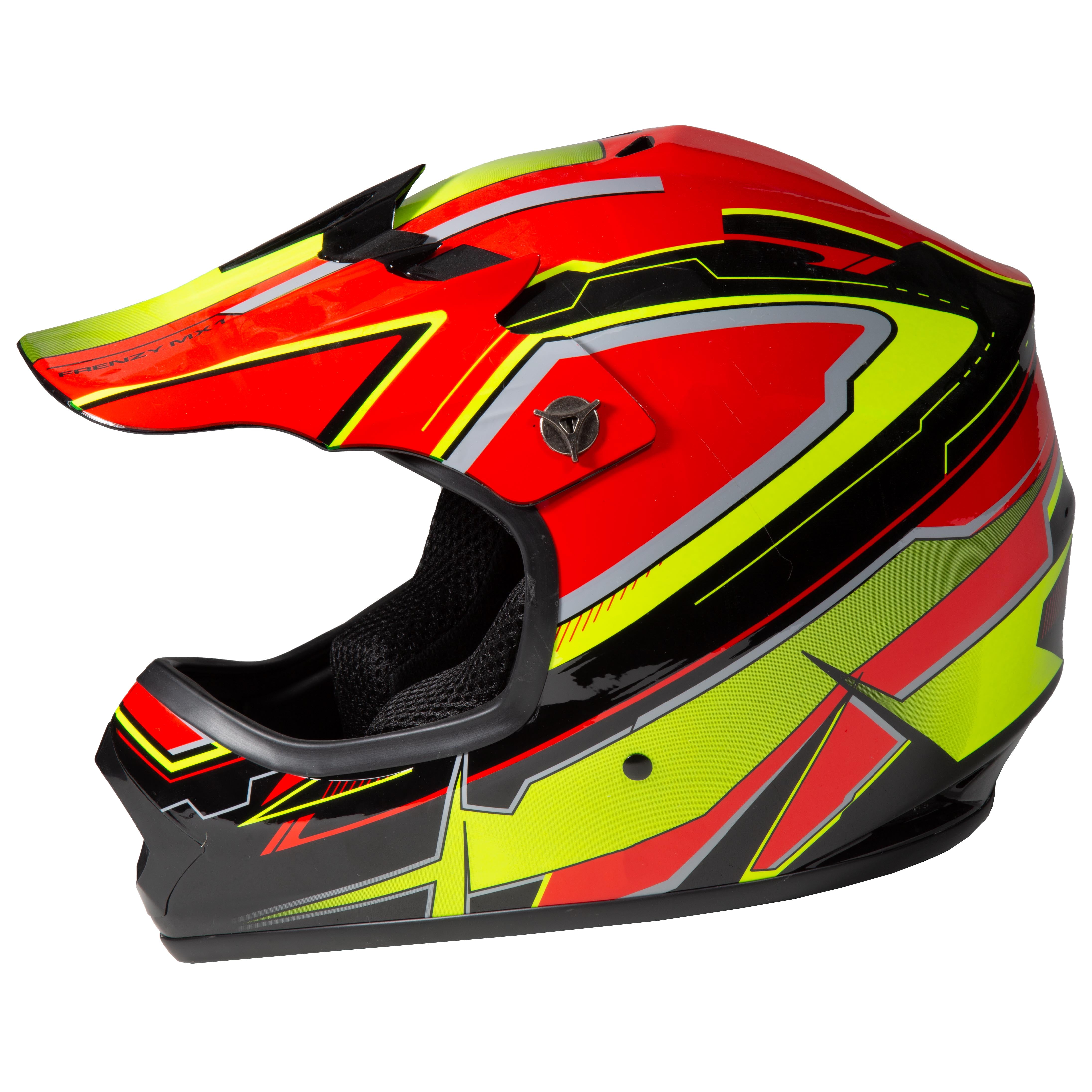 Fuel Helmets Youth Frenzy Off-Road MX Helmet (Red and Yellow, Youth Medium) medvs