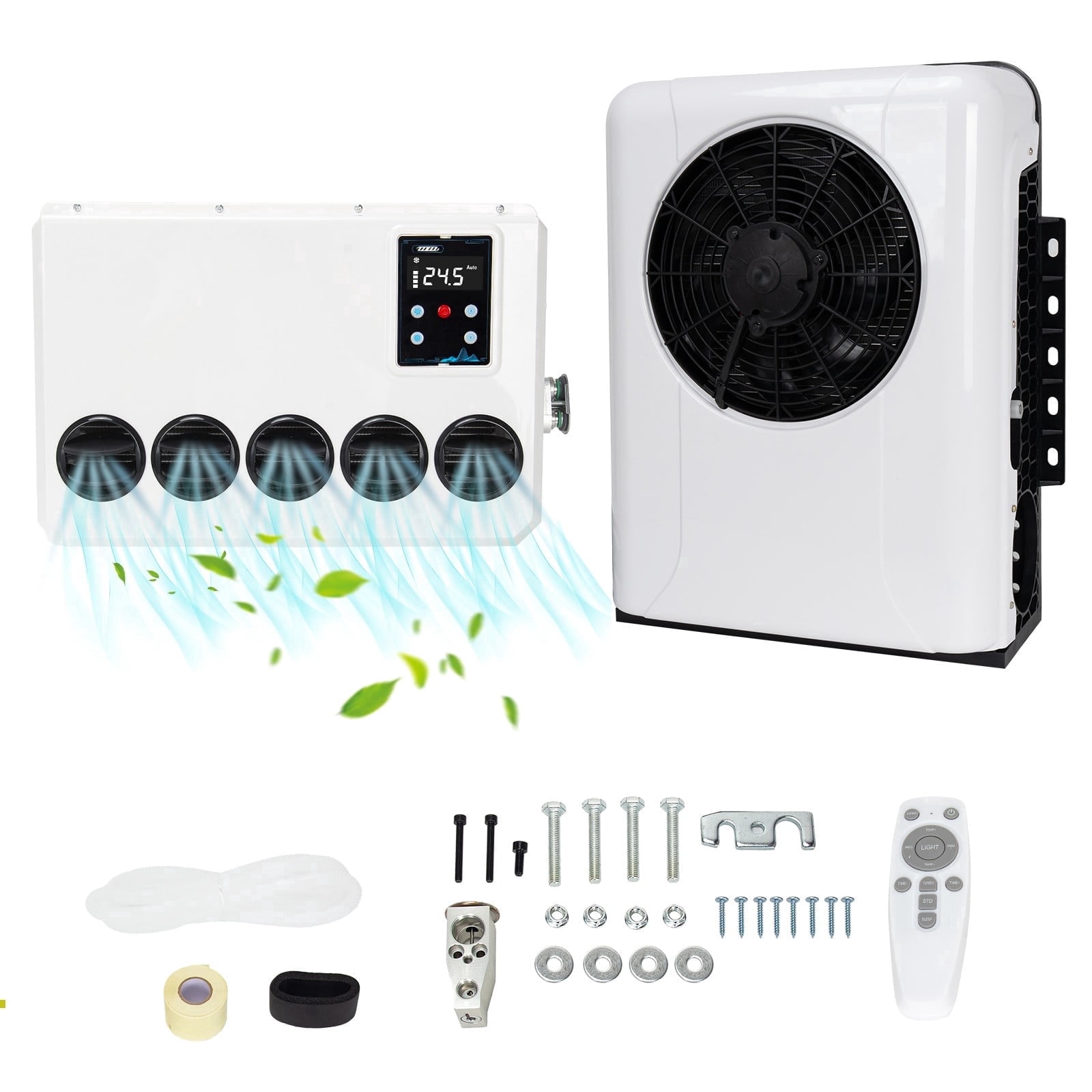 Onesaimei 12V Split Air Conditioner Kit for RV Truck and Cab (White, 12000 BTU) r7bxu