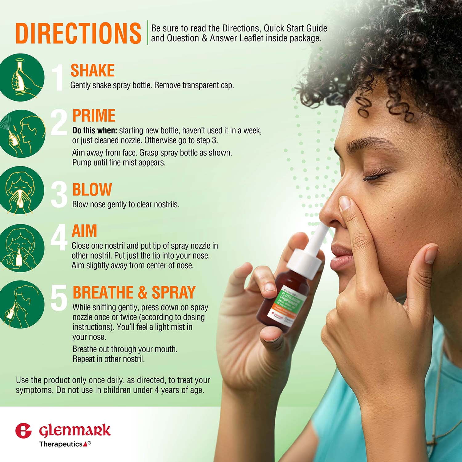Glenmark Fluticasone Propionate Nasal Spray, Allergy Symptom Reliever, Non-Drowsy (144 Metered Sprays) 0bw9m