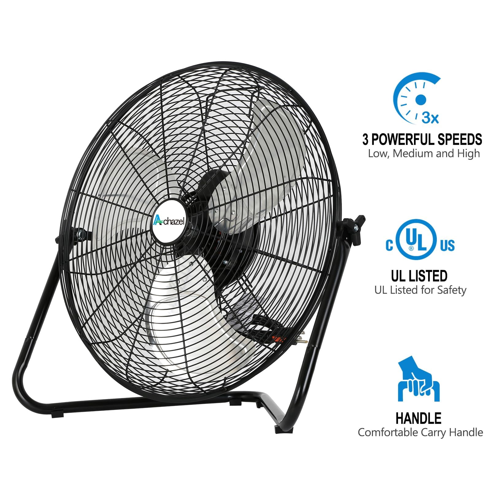 Achazel 20 in High Velocity Industrial Floor Fan (Black, 20 in) 6xn14