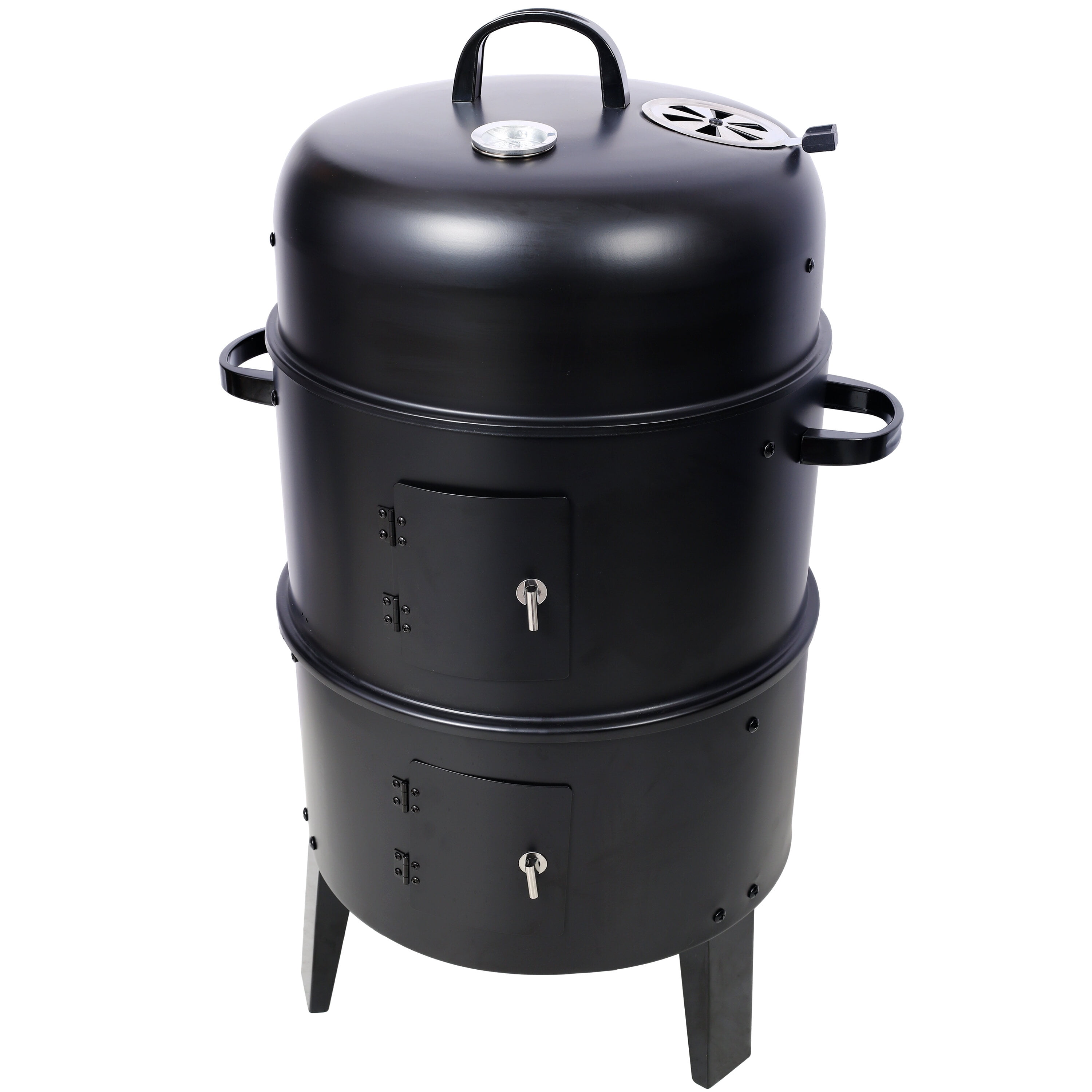 PuppyCheer 16 in Charcoal Smoker Grill, Portable Vertical Wood Smoker for Backyard BBQ (Black, 32.6 in Height) ftcu0