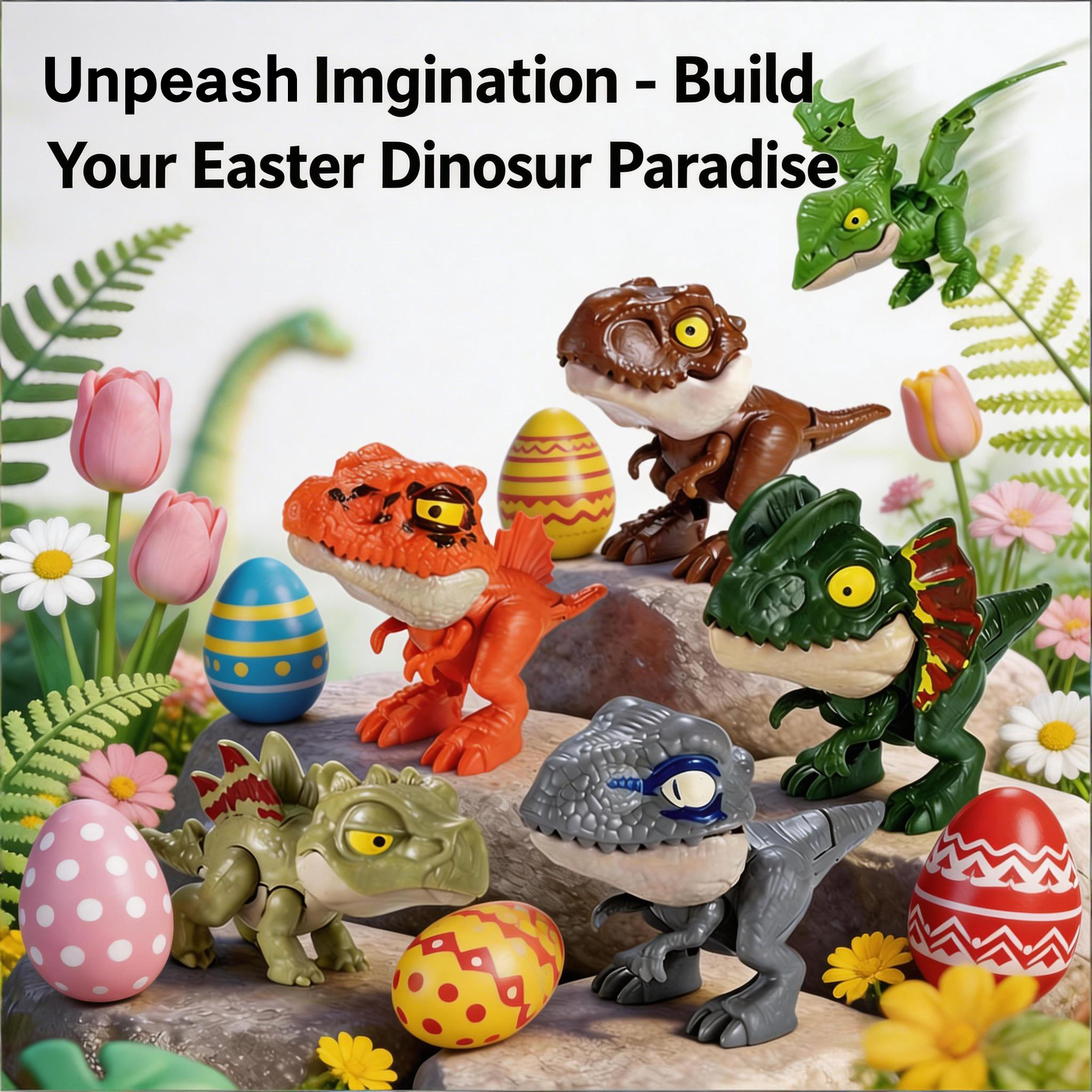 HNZENBW Dinosaur Egg Gachapon Toy Set with Biteable Fingertip Figures (Green, 12 Piece Set) mj3iq