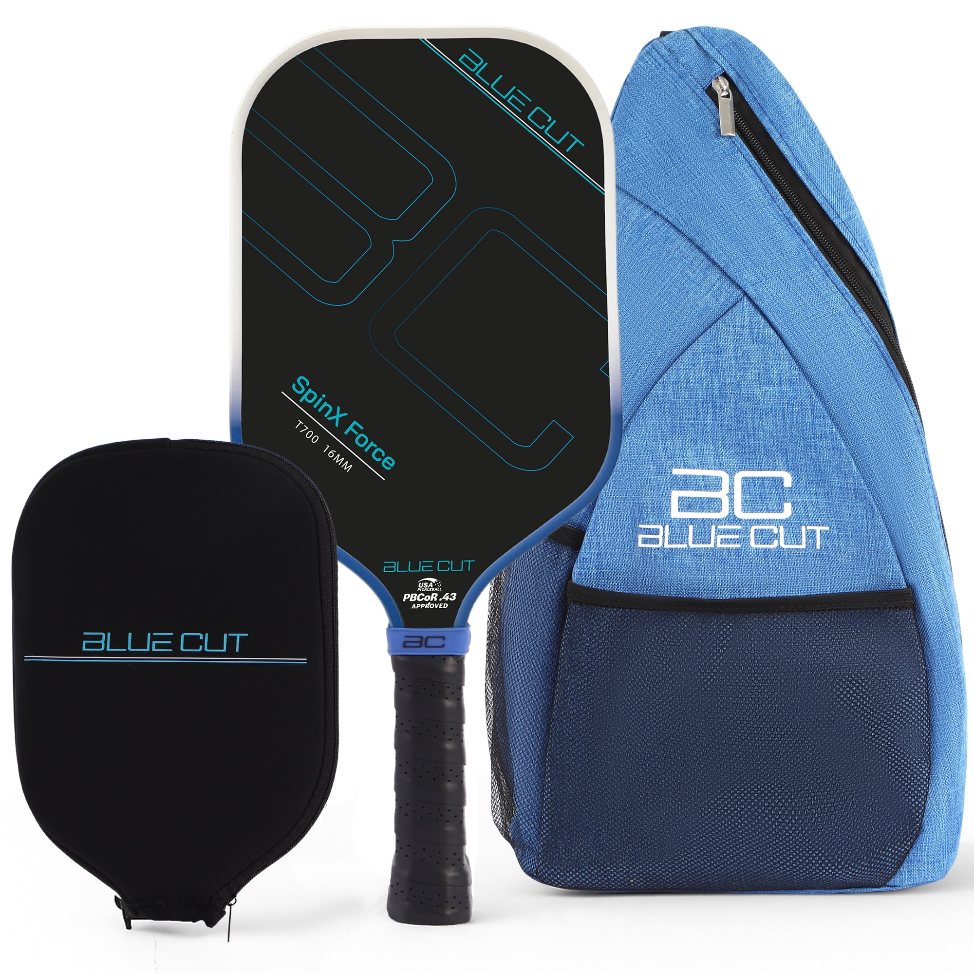 BLUE CUT Pickleball Paddle T700 Carbon Fiber Racket (Blue, 16mm Honeycomb Core) tpont