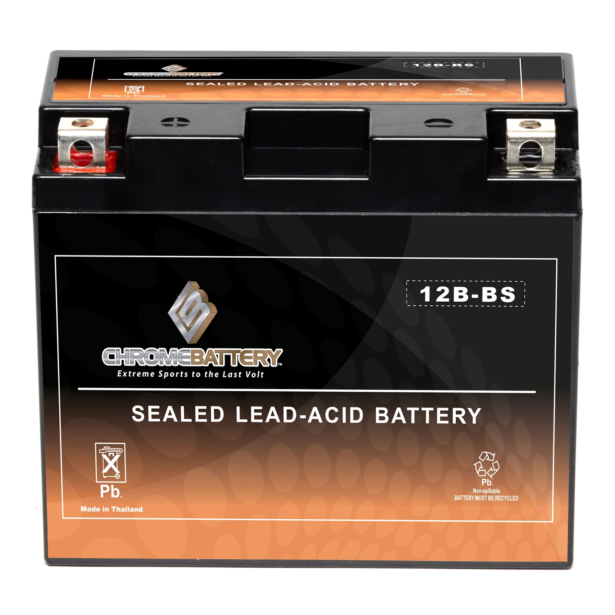 Chrome Battery YT12B-BS AGM Motorcycle Battery for Yamaha YZF-R1 (12 Volts, 10 Ah, 125 CCA) 1aiyz