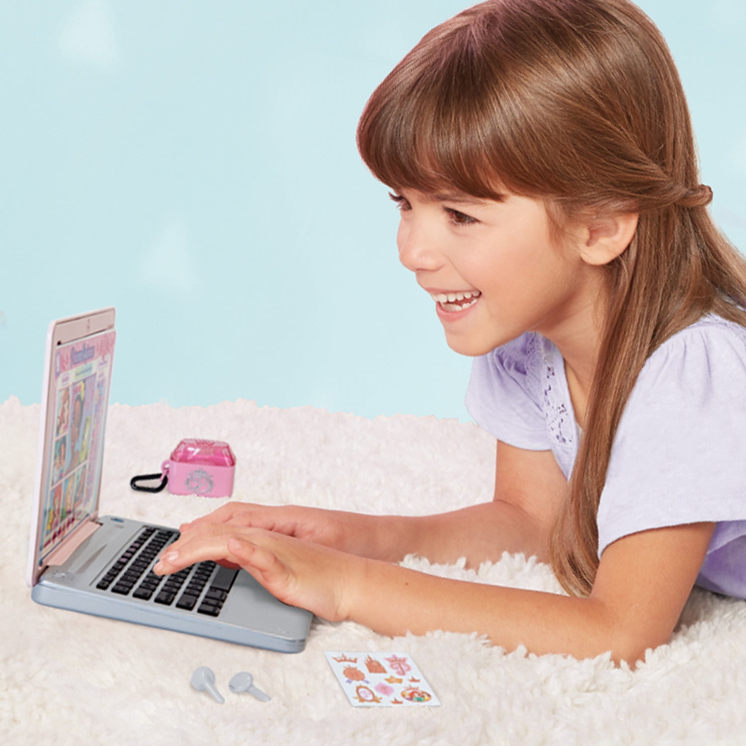 Disney Princess Style Collection Pretend Laptop with Play Earbuds (Pink, 1 Set) 8d370