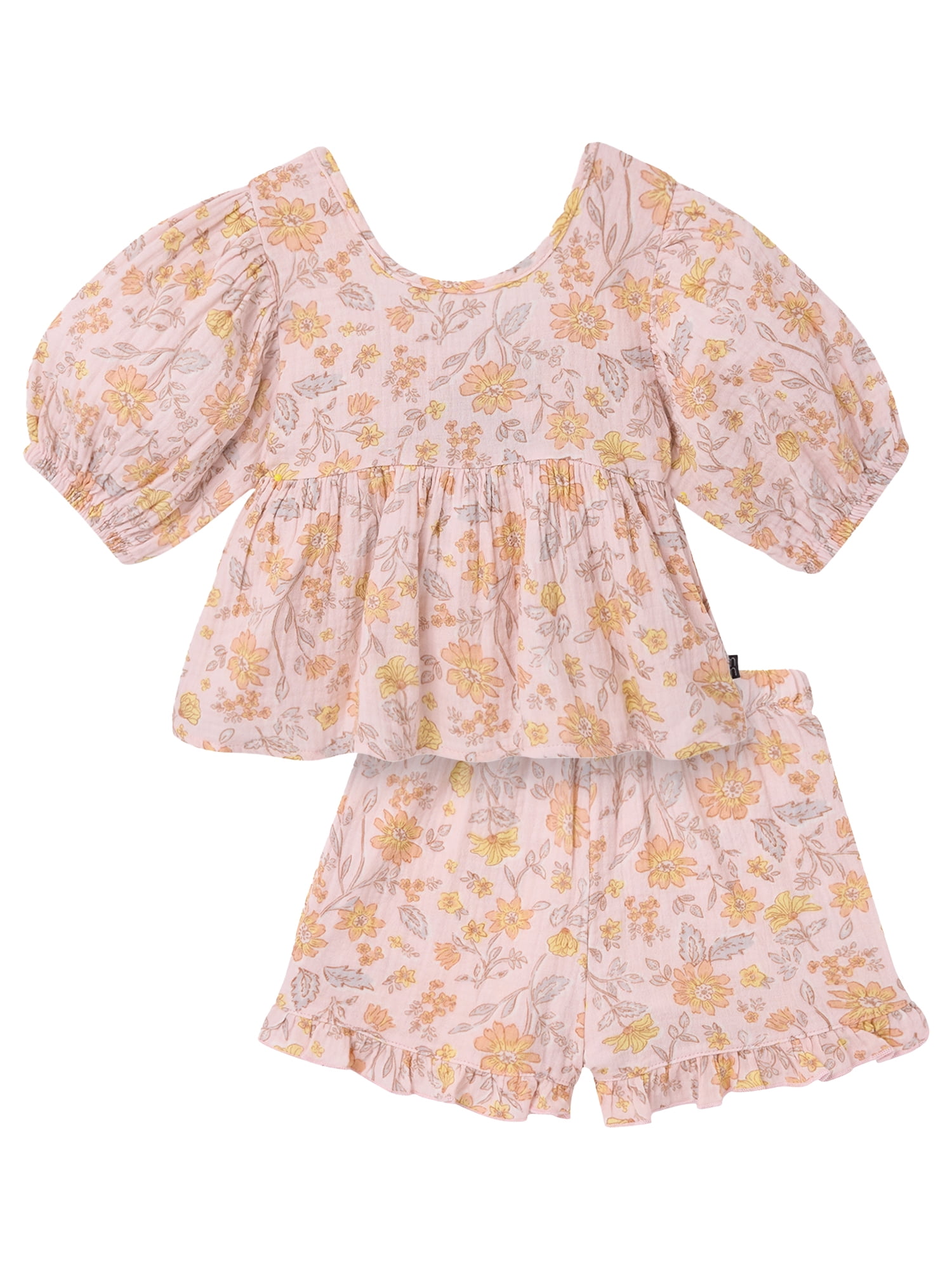 Modern Moments by Gerber Toddler Girl Cotton Gauze Top and Short Outfit Set (2-Piece, 12 Months - 5T) rqqe6
