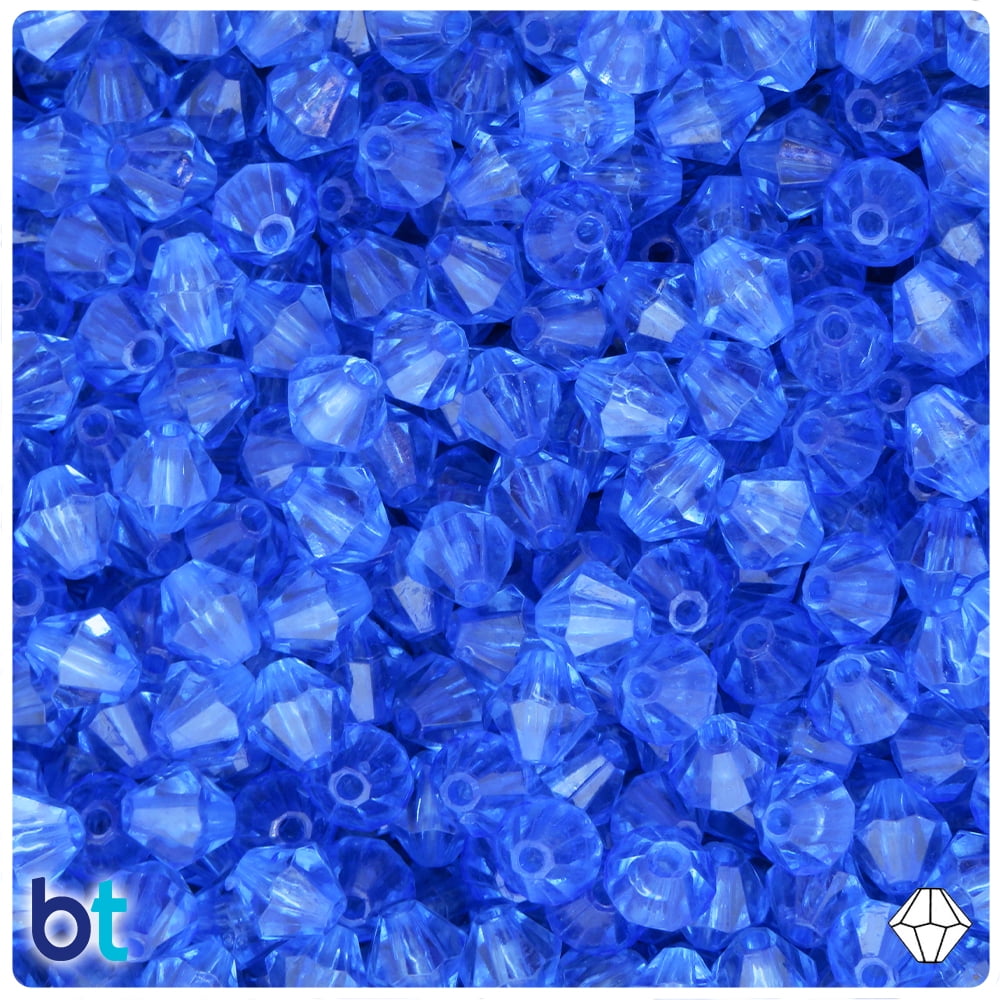 BeadTin Faceted Bicone Acrylic Beads Jewelry Making Craft Supplies (Blue, 200 Pieces) da0s5