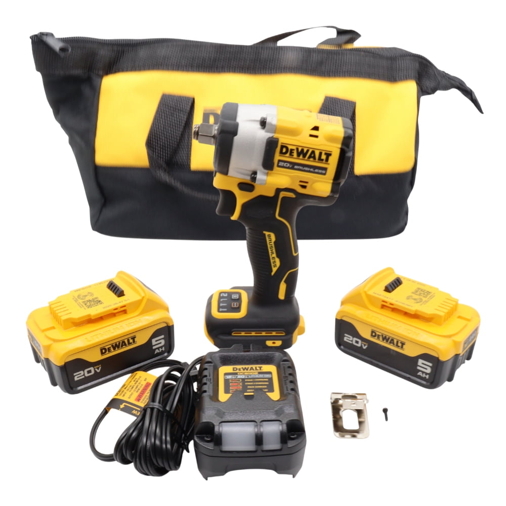 DEWALT DCF921P2 20V Cordless 1/2 in Impact Wrench Kit (Yellow, 2 Batteries and Charger) loru8