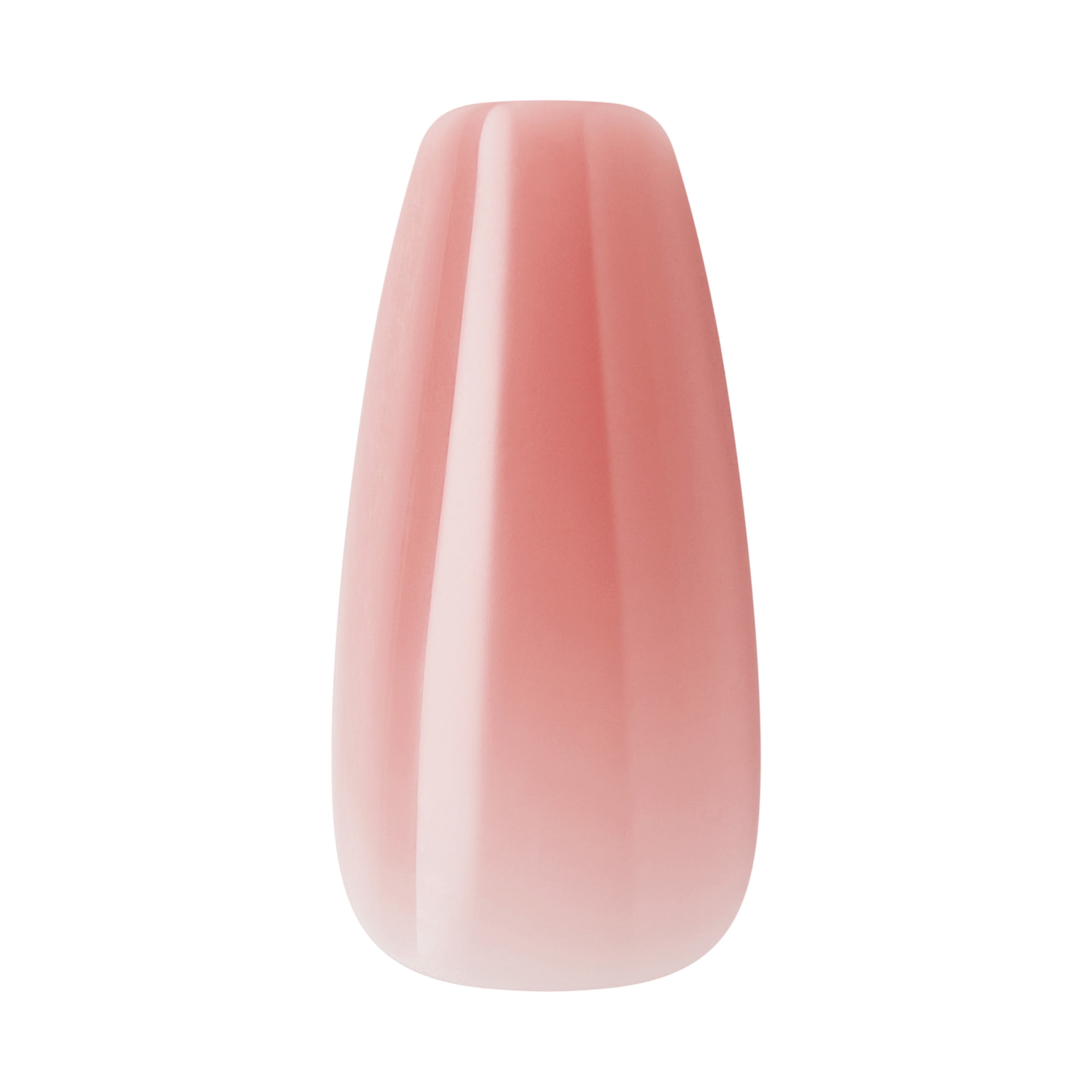 Kiss Core Color Press-On Nails, Medium Coffin Shape, Long-Lasting Durable Finish (Pink, 32 Pieces) jst28