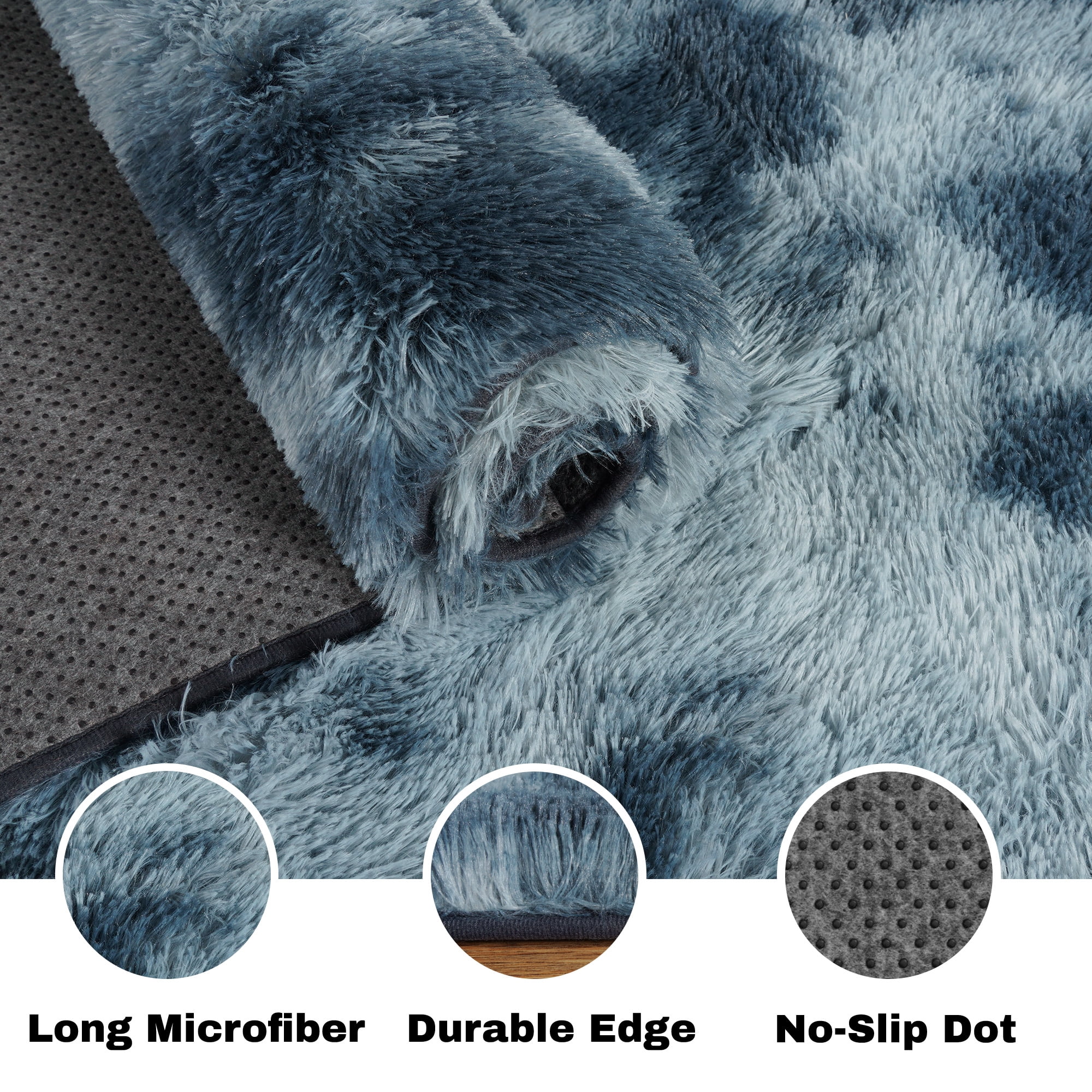 Zeneless Fluffy Area Rug, Super Soft Modern Indoor Carpet for Bedroom and Nursery (Blue and Gray, 4 ft x 6 ft) jyxpx