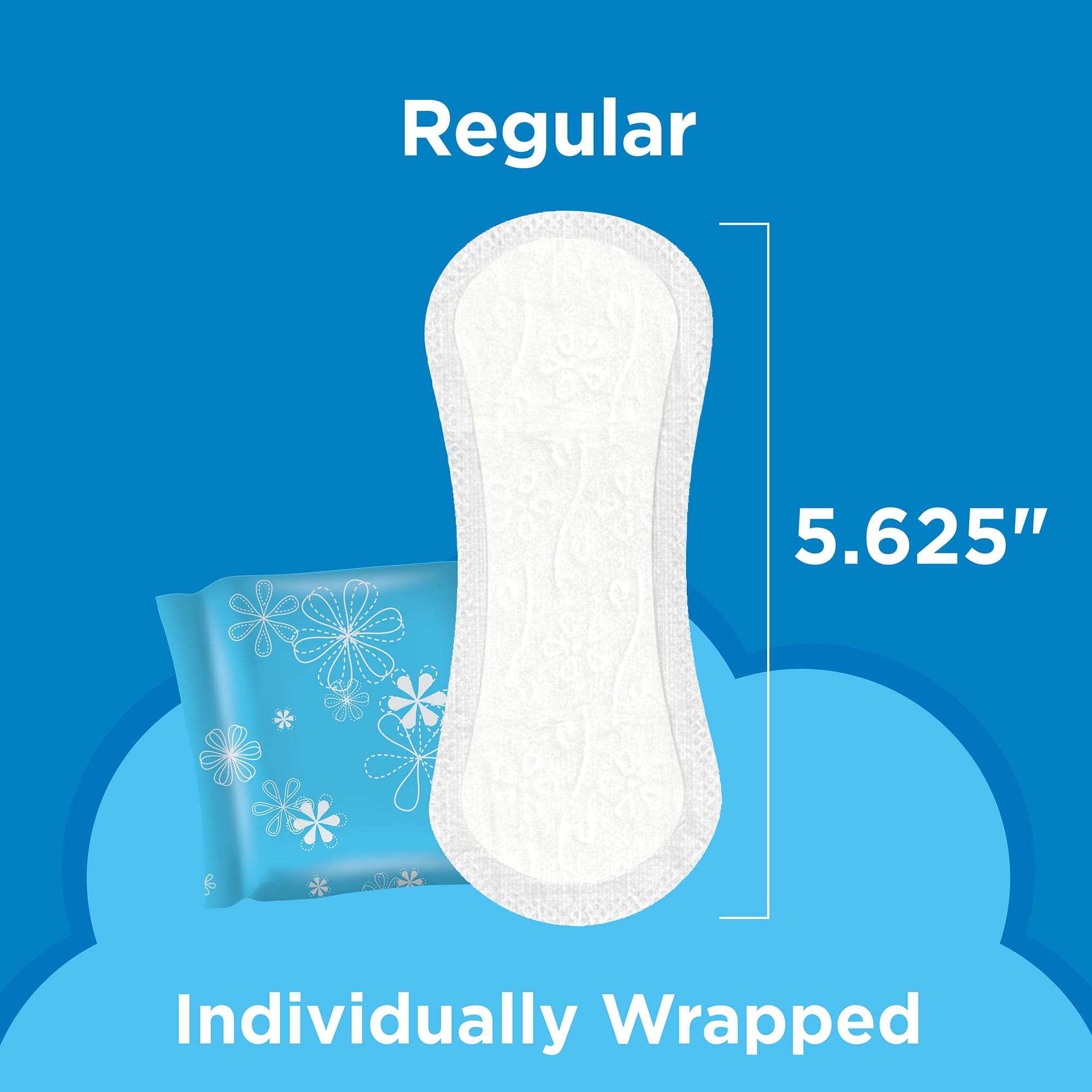 Equate Thin Panty Liners, Regular Length, Unscented, Individually Wrapped (20 Count) z8rak