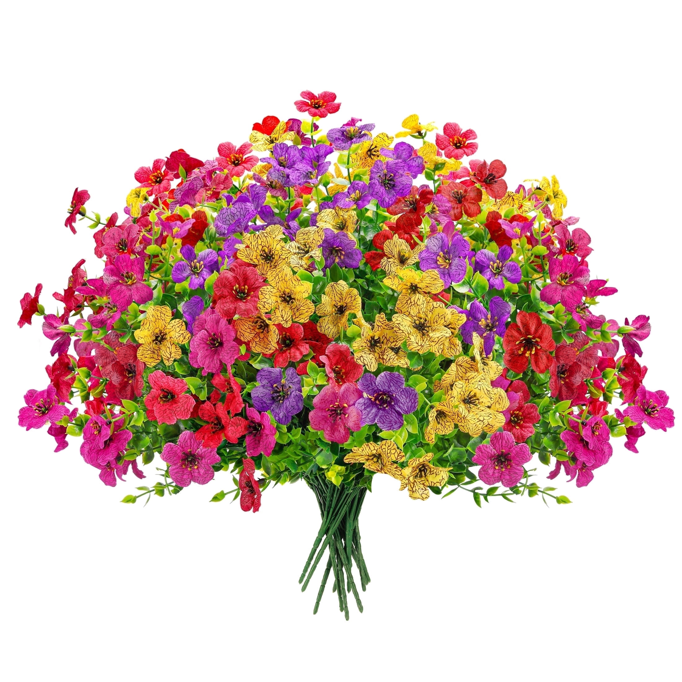 Miracliy Eucalyptus Silk Flower Bouquets Artificial Floral Arrangement for Home Decor (Multicolor, 24-Piece Set) hgbmn