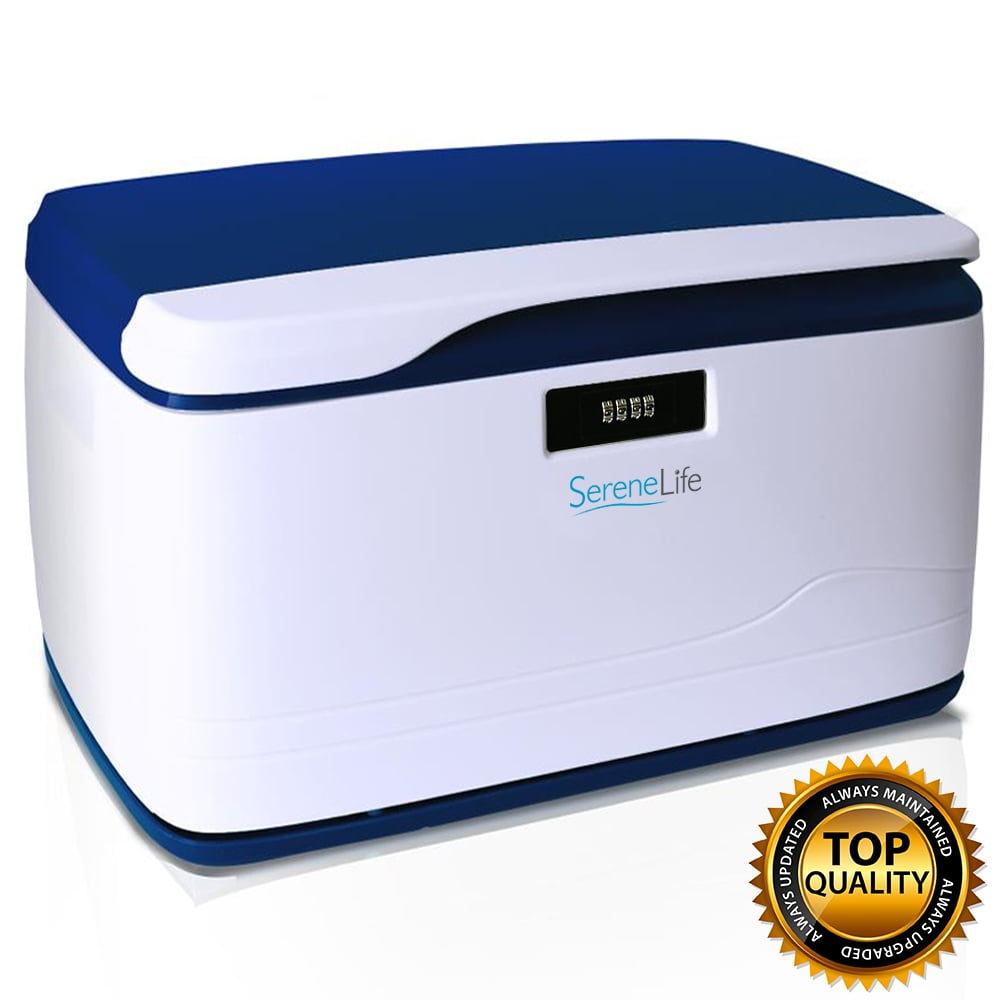 SereneLife Secure Locking Storage Bin with Combination Lock (White, 8 Gallon) 0tfph