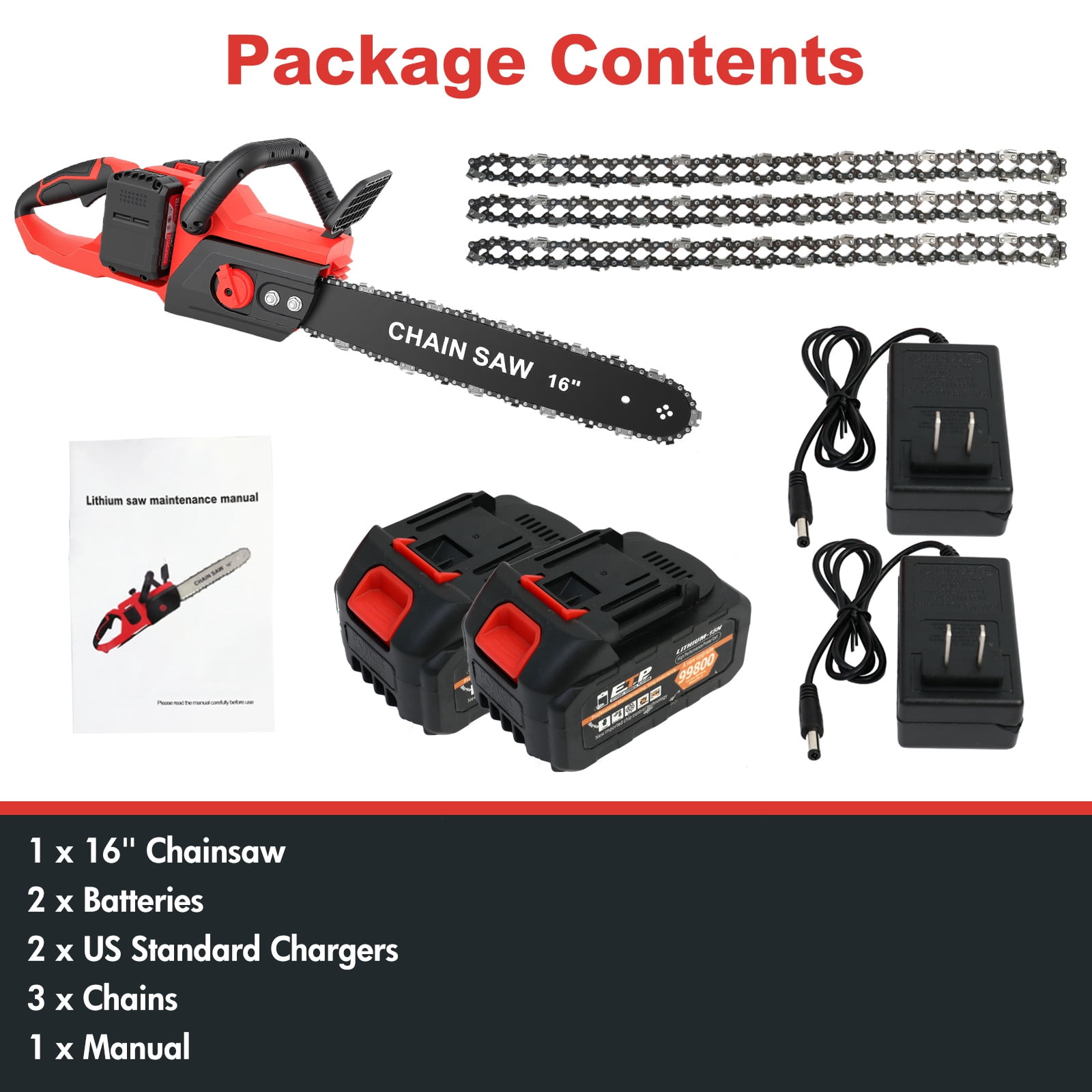 CATGOOD 16-inch Cordless Electric Chainsaw, High-Power Brushless Motor for Wood Cutting and Tree Trimming (Black, 16-inch) xxi47