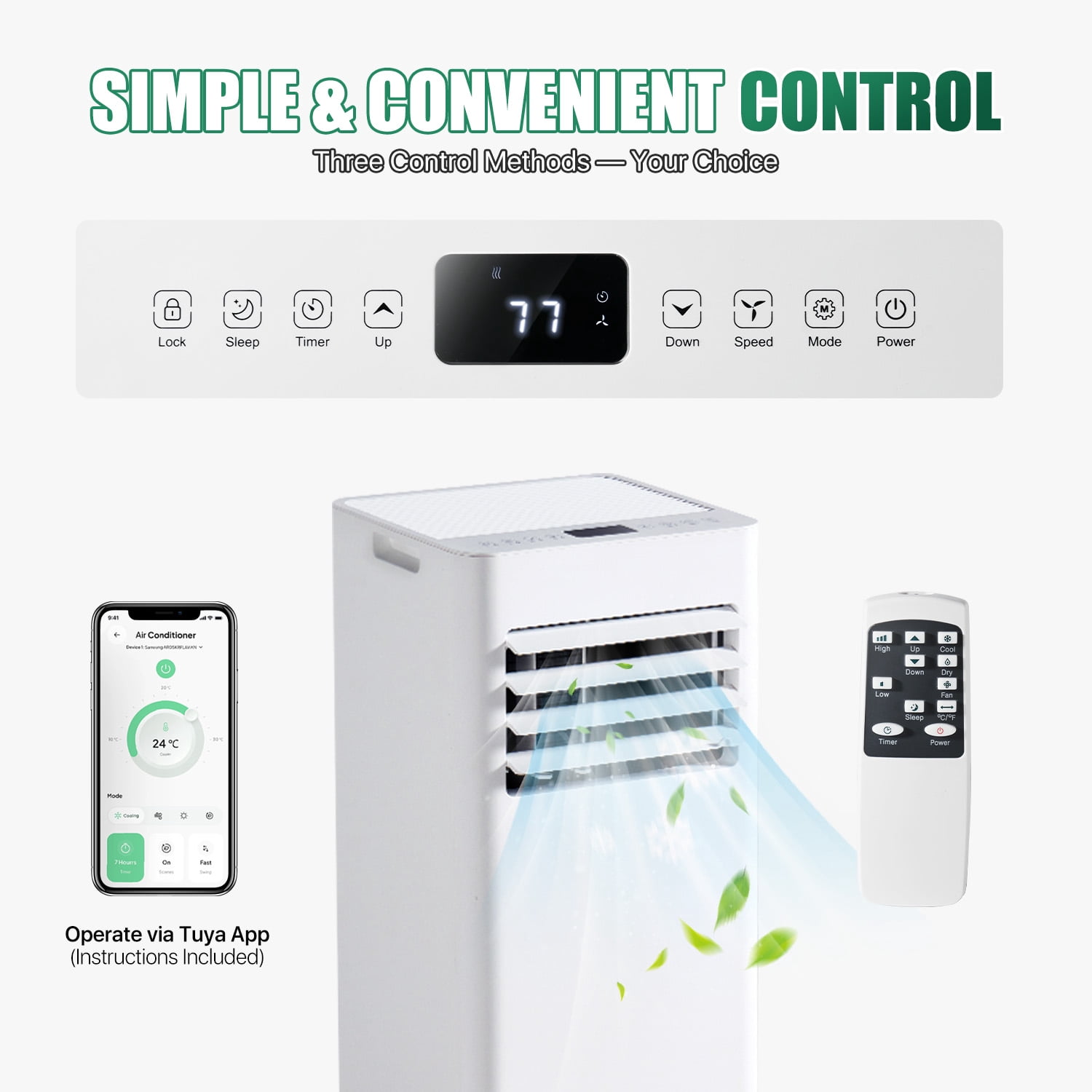 BaPiPro 10000 BTU Portable Air Conditioner with Heat Function (White, 250 sq ft) fg655