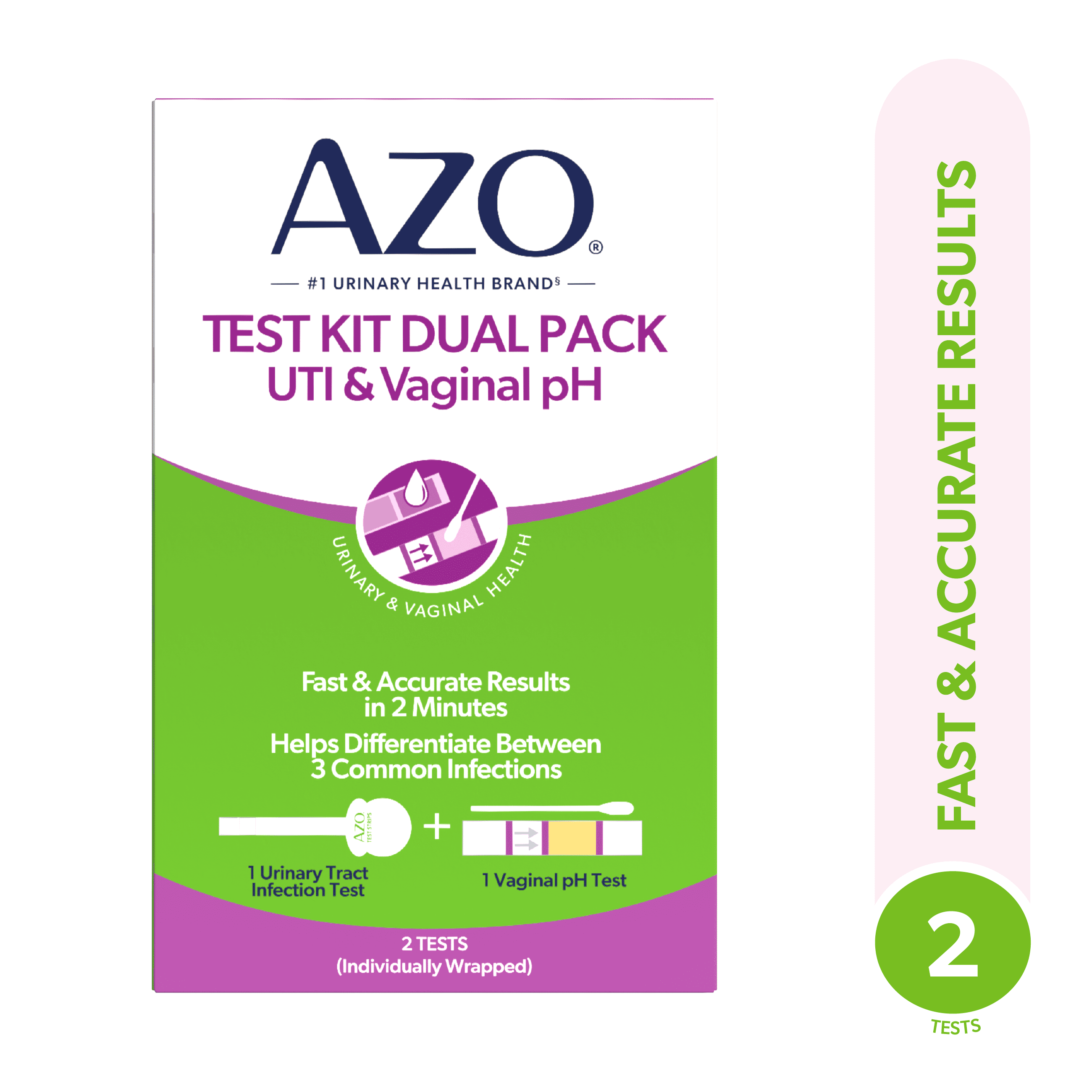 AZO Dual Pack UTI & Vaginal pH At-Home Test Kit (2 Tests) n3kka
