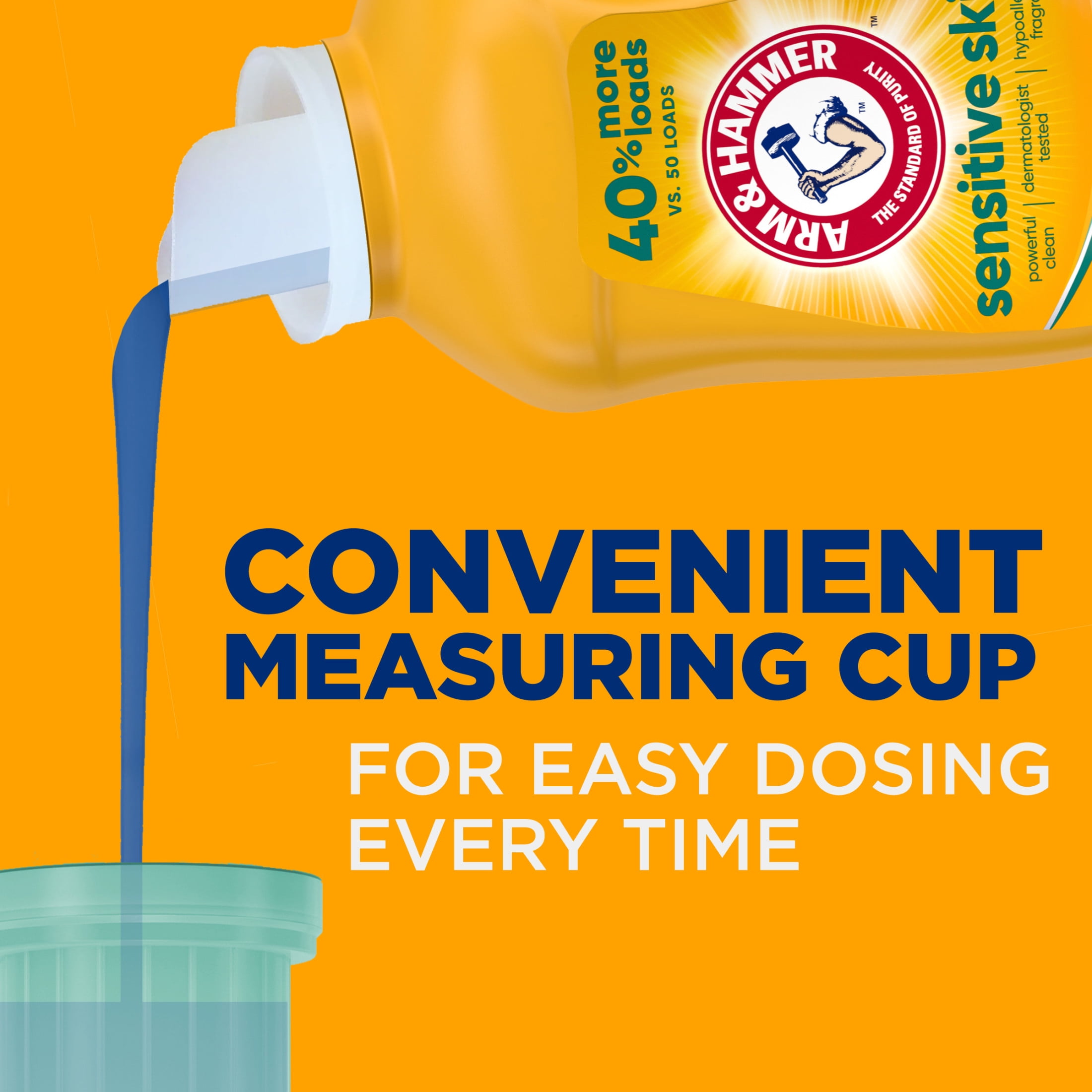 ARM & HAMMER Sensitive Skin Liquid Laundry Detergent, Hypoallergenic Fresh Scent (105 fl oz) 1b0ph