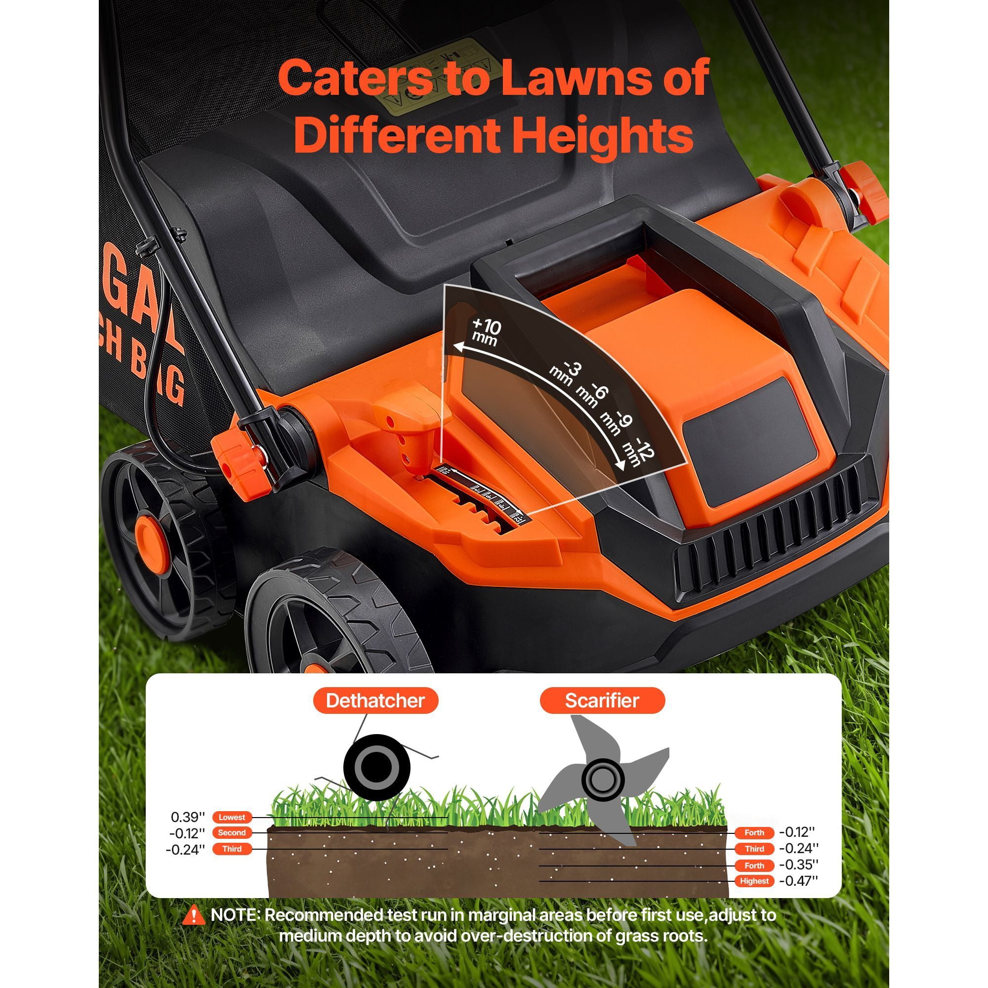 Shenmamo 13 Amp Electric Lawn Dethatcher and Scarifier (13-Inch, 13-Gallon Collection Bag) wa9lv