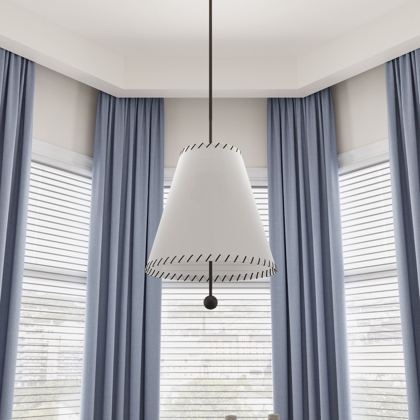 Aiwen Vintage Pendant Light, Industrial Farmhouse Ceiling Lamp with Linen Cone Shade (White, 16.5 in) i17a3