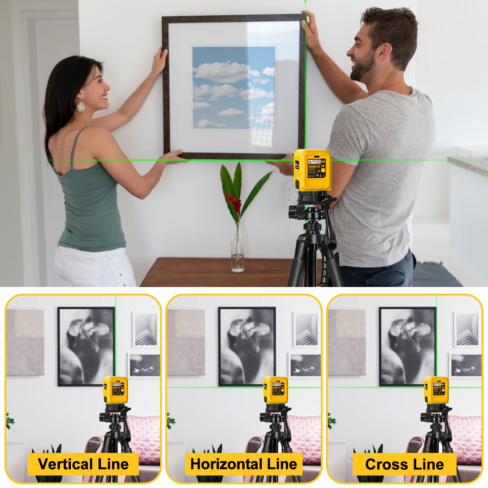 GloBest Portable Rechargeable Green Laser Level, Self-Leveling Cross Line Tool with Magnetic Bracket (Green, 100 ft Range) o3r6b