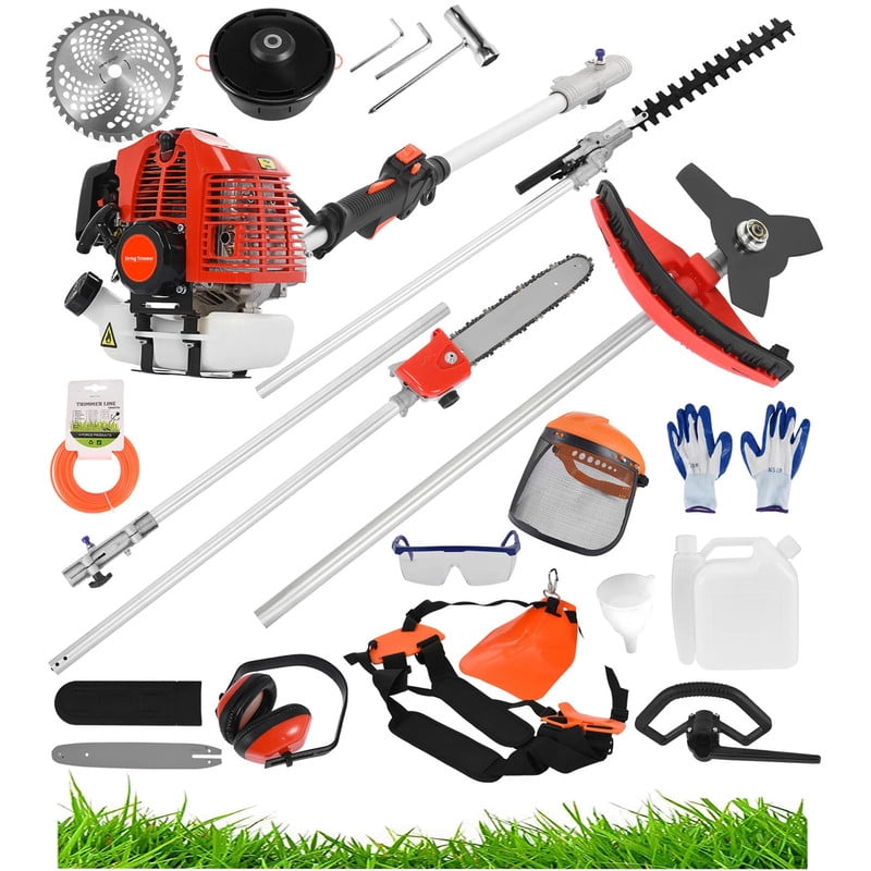 Floseru 52cc 5-in-1 Gas String Trimmer and Multi-Tool Landscaping System (Red, 52cc Engine) cgttt