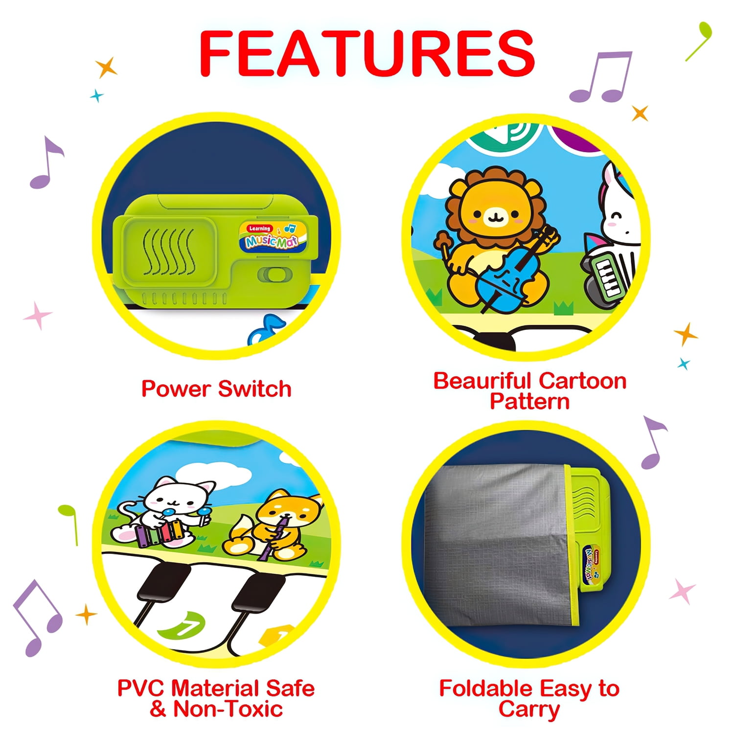 Xueyu Musical Piano Floor Mat, Electronic Keyboard Play Blanket for Toddlers (Green, 39 in x 14 in) 1lvqd