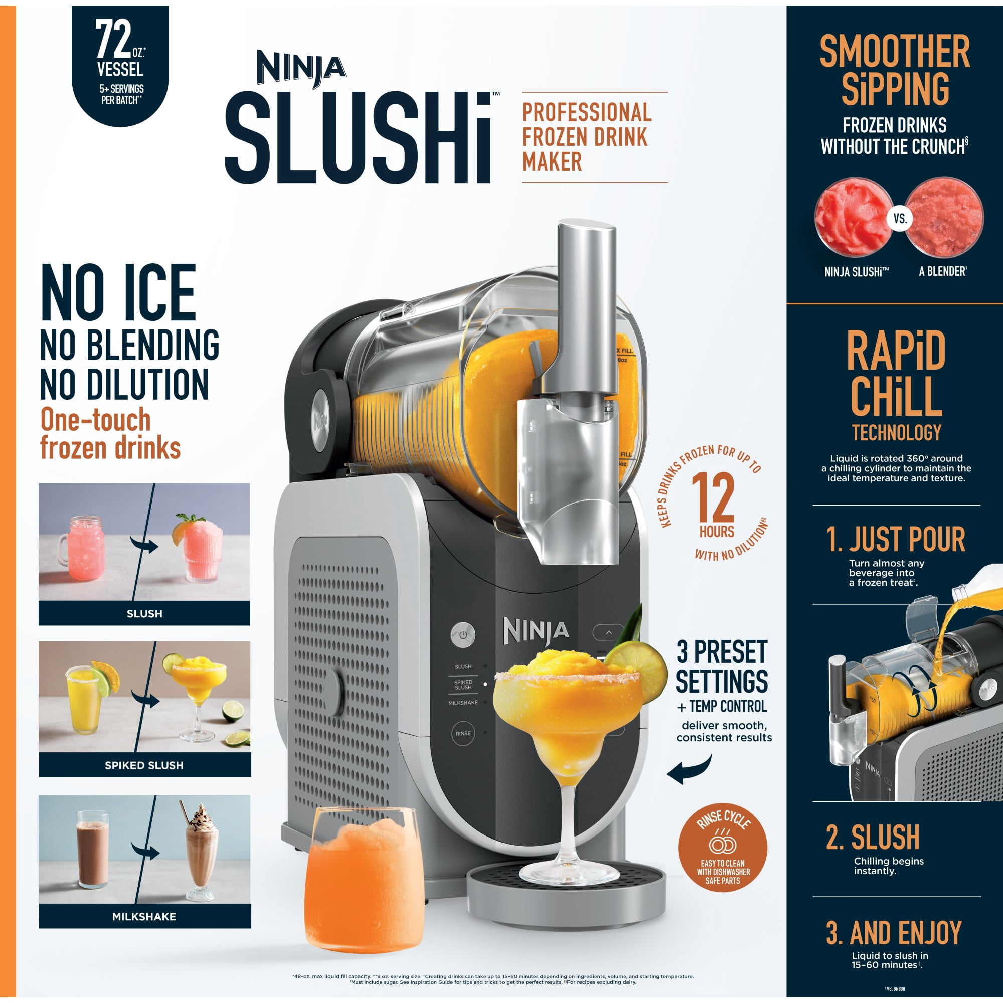 Ninja SLUSHi Frozen Drink Maker with RapidChill Technology (Gray, 72 fl oz) ap95f