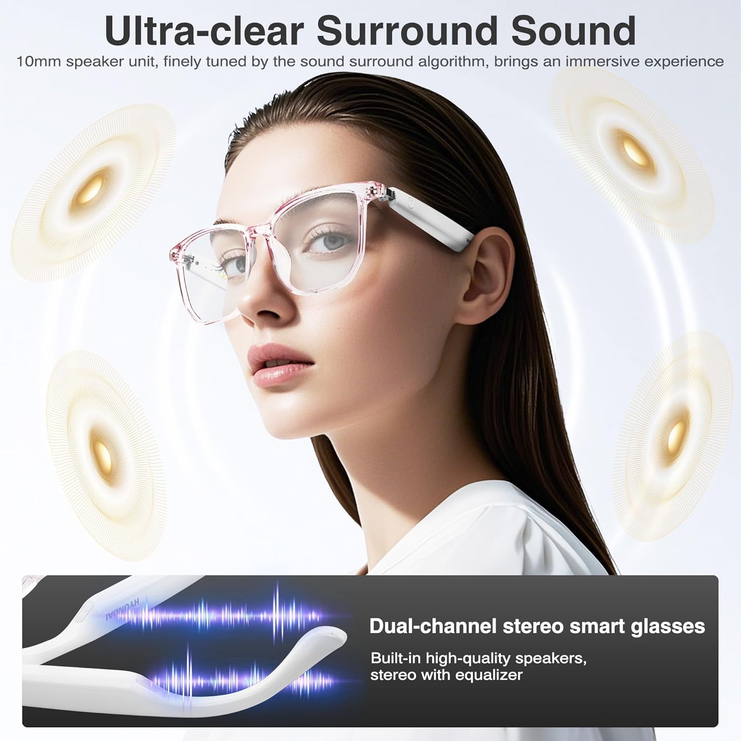 MUSICOZY AI Translator Smart Glasses, Bluetooth Audio Glasses with Real-Time 110+ Language Translation & Polarized Lenses (White, One Size) ou5xz