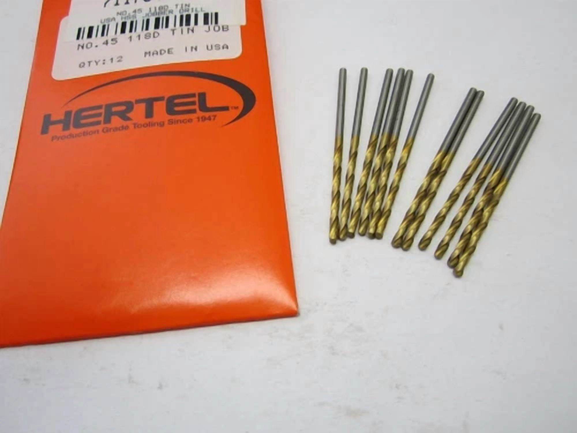 KLYNE #45 High Speed Jobber Length Drill Bits (12-Pack, 118 Degree Tin Coated) iabzk