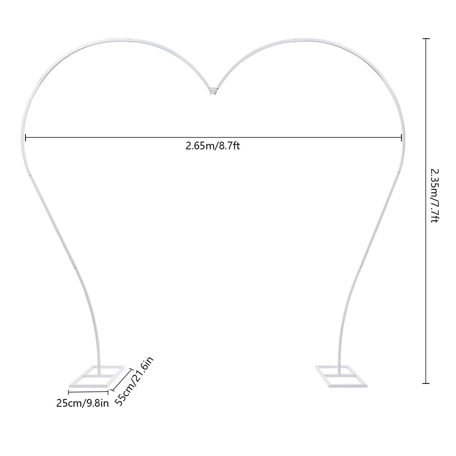 Miumaeov Heart-Shaped Metal Arch Stand for Wedding and Party Backdrop Decoration (White, 8.7 ft x 7.7 ft) ha2nl