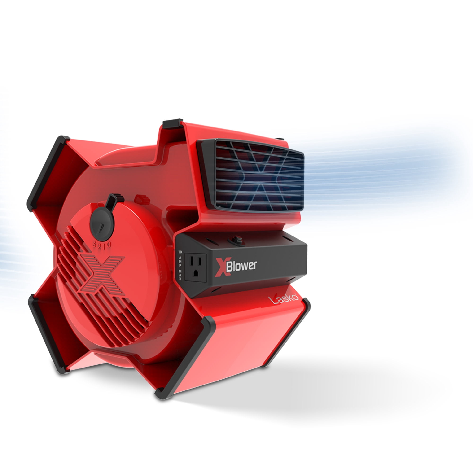 Lasko X-Blower 11 in High Velocity Utility Fan with USB Ports and Power Outlet (Red, 11 in) hkx2j