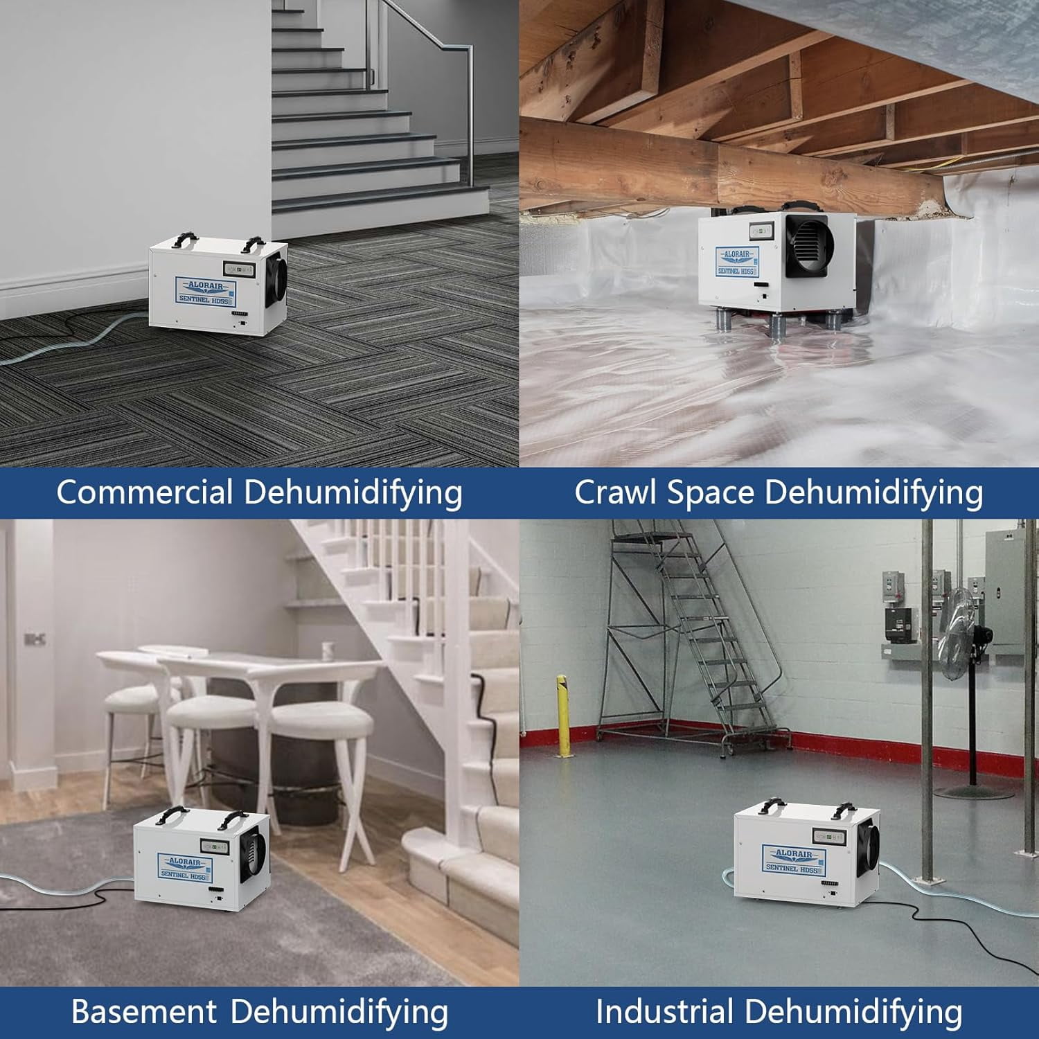 AlorAir Commercial Dehumidifier for Crawl Spaces and Basements, High-Capacity Moisture Removal with Auto Defrost (White, 120 Pints) agx7t