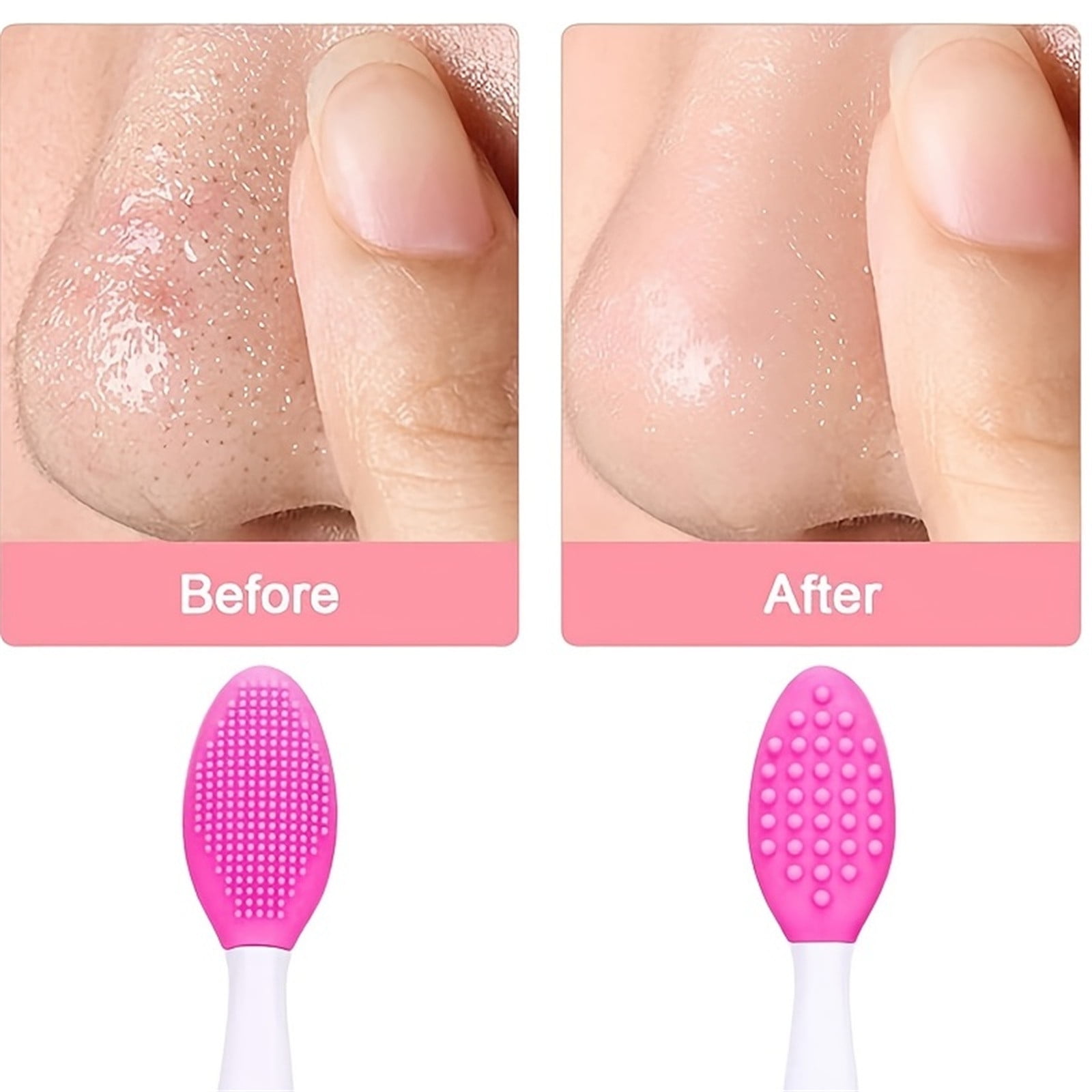 LINMOUA Silicone Nose Scrub Brush Exfoliator Tool for Pore Cleansing and Blackhead Removal (Pink, 1 Pack) sg9b6