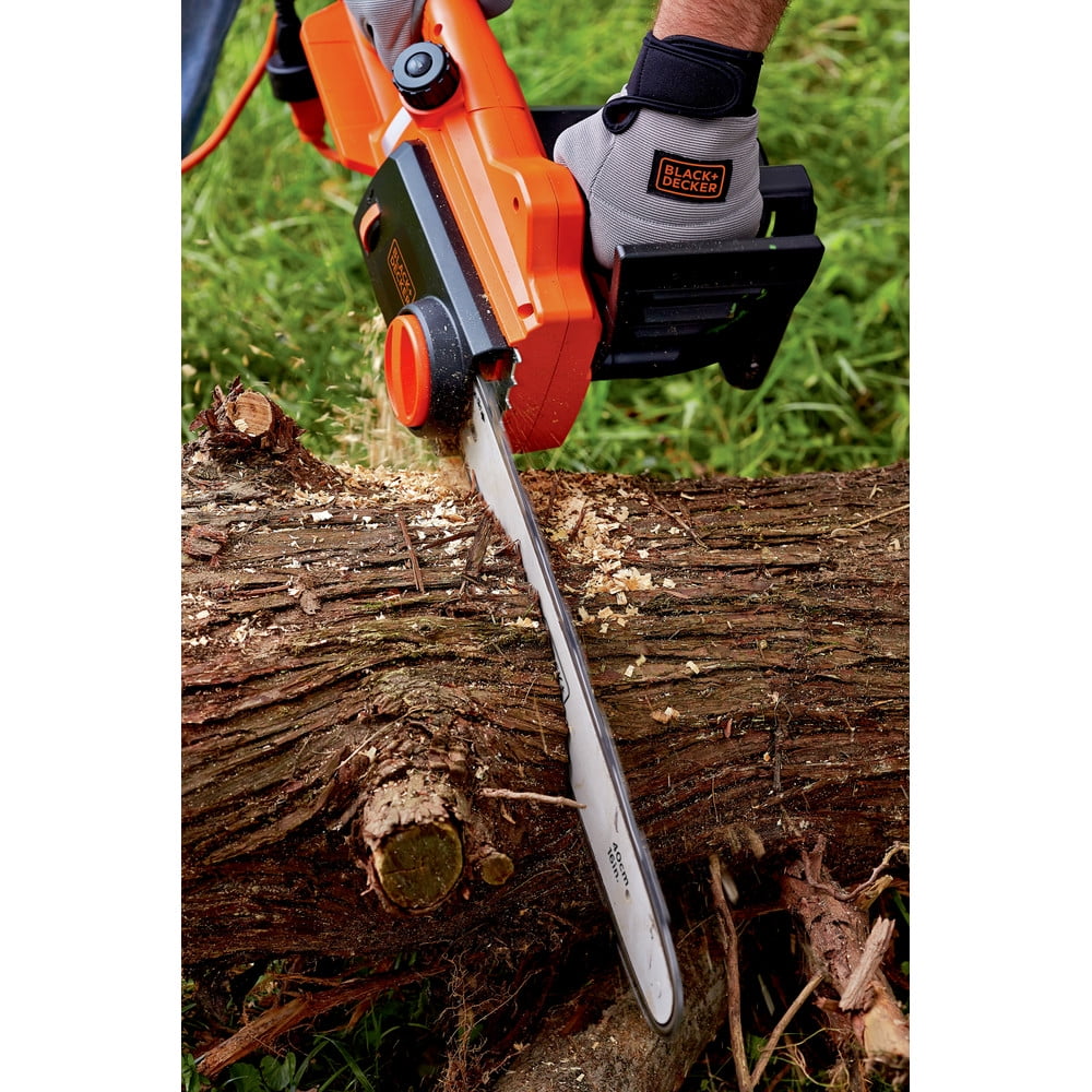 BLACK+DECKER 16 in 12 Amp Corded Electric Chainsaw with Tool-Free Tensioning (Black, 10 lb) udko7