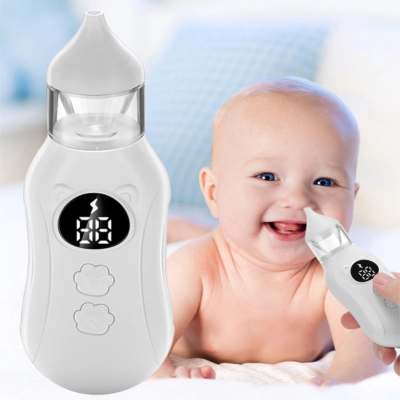 HOMMYU Electric Nasal Aspirator for Babies, Rechargeable Mucus Remover with 9 Suction Levels and 2 Silicone Tips (White) bapr0
