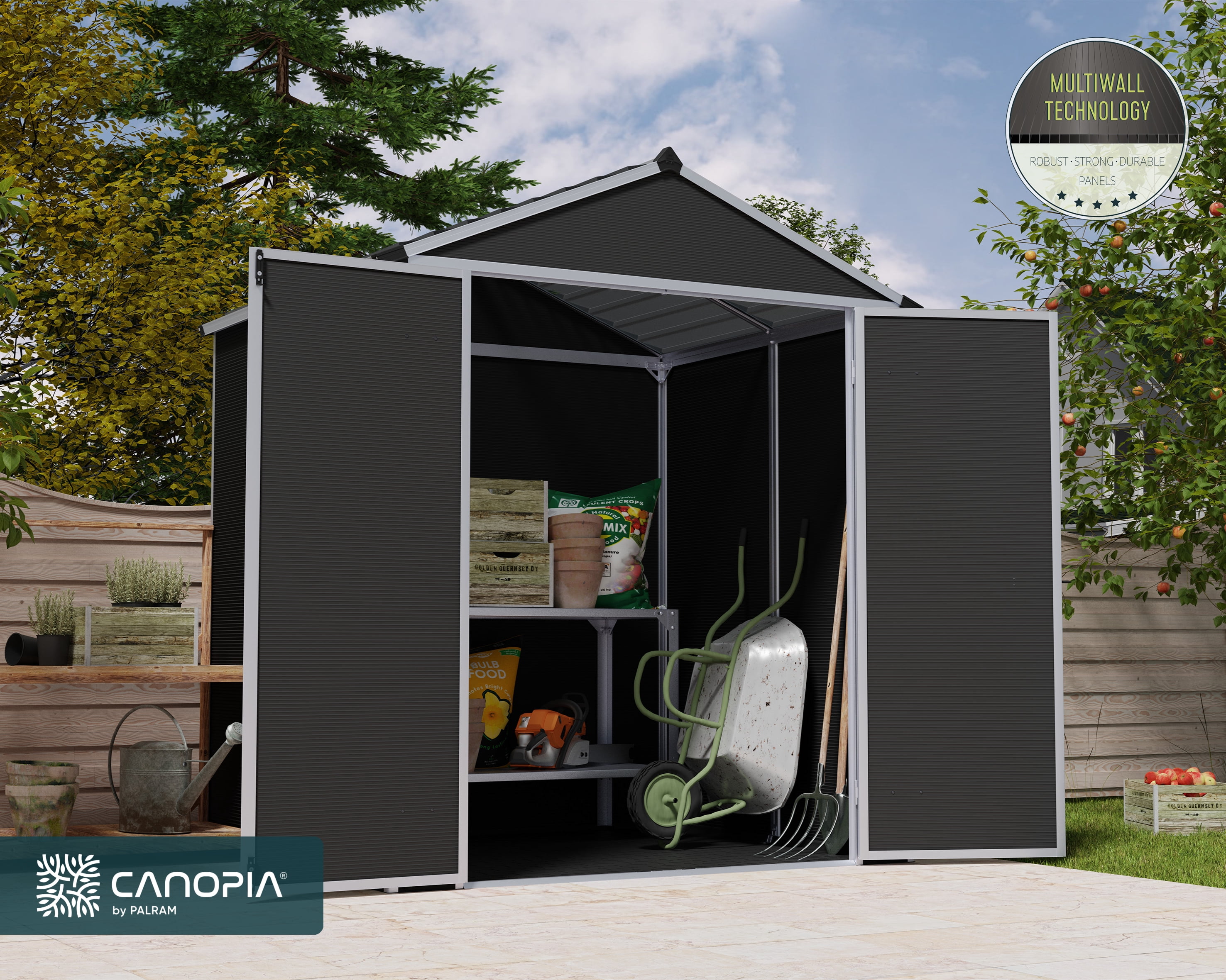 Canopia by Palram Rubicon Outdoor Storage Shed (Gray, 6 ft x 5 ft x 6 ft) y36z9