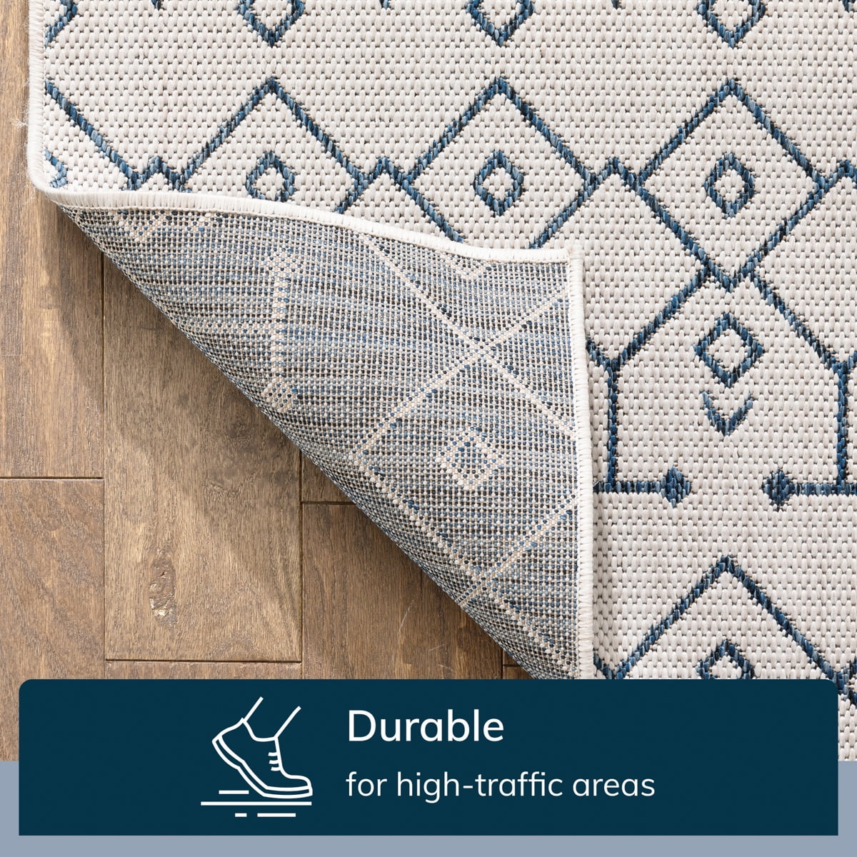 Well Woven Medusa Nordic Lattice Pattern Outdoor Area Rug (Light Blue, 2 ft 3 in x 3 ft 11 in) q1w49