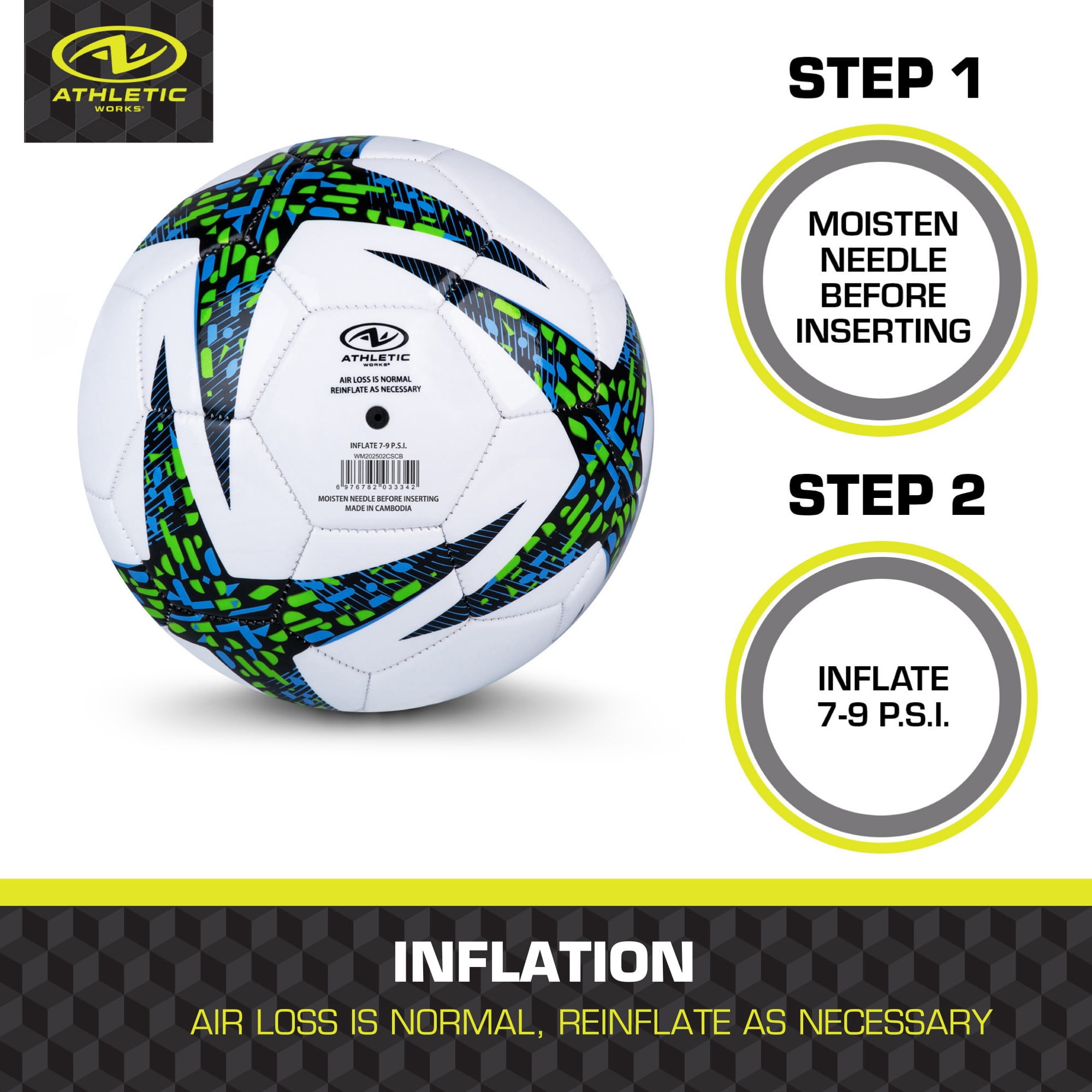 Athletic Works Soccer Ball, Durable PVC Shell for Practice and Match Play (Blue, Size 5) bn1te