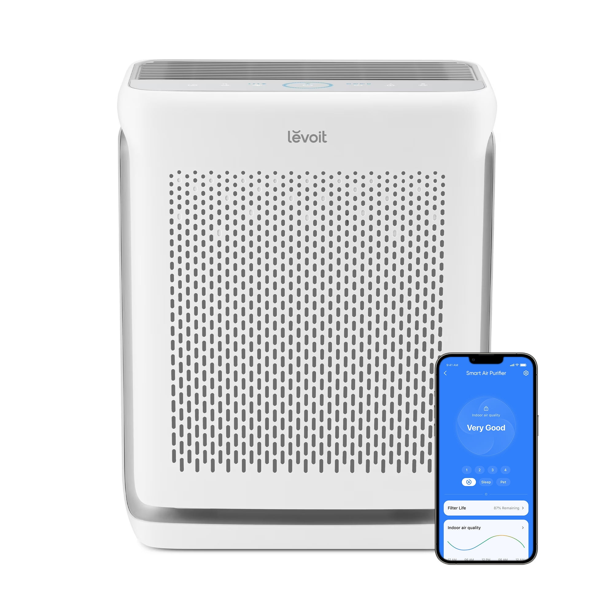 Levoit Vital 200S-P Smart Air Purifier with 3-Stage HEPA Filtration for Pet Hair and Dander Control (White, 1876 sq ft) vp620