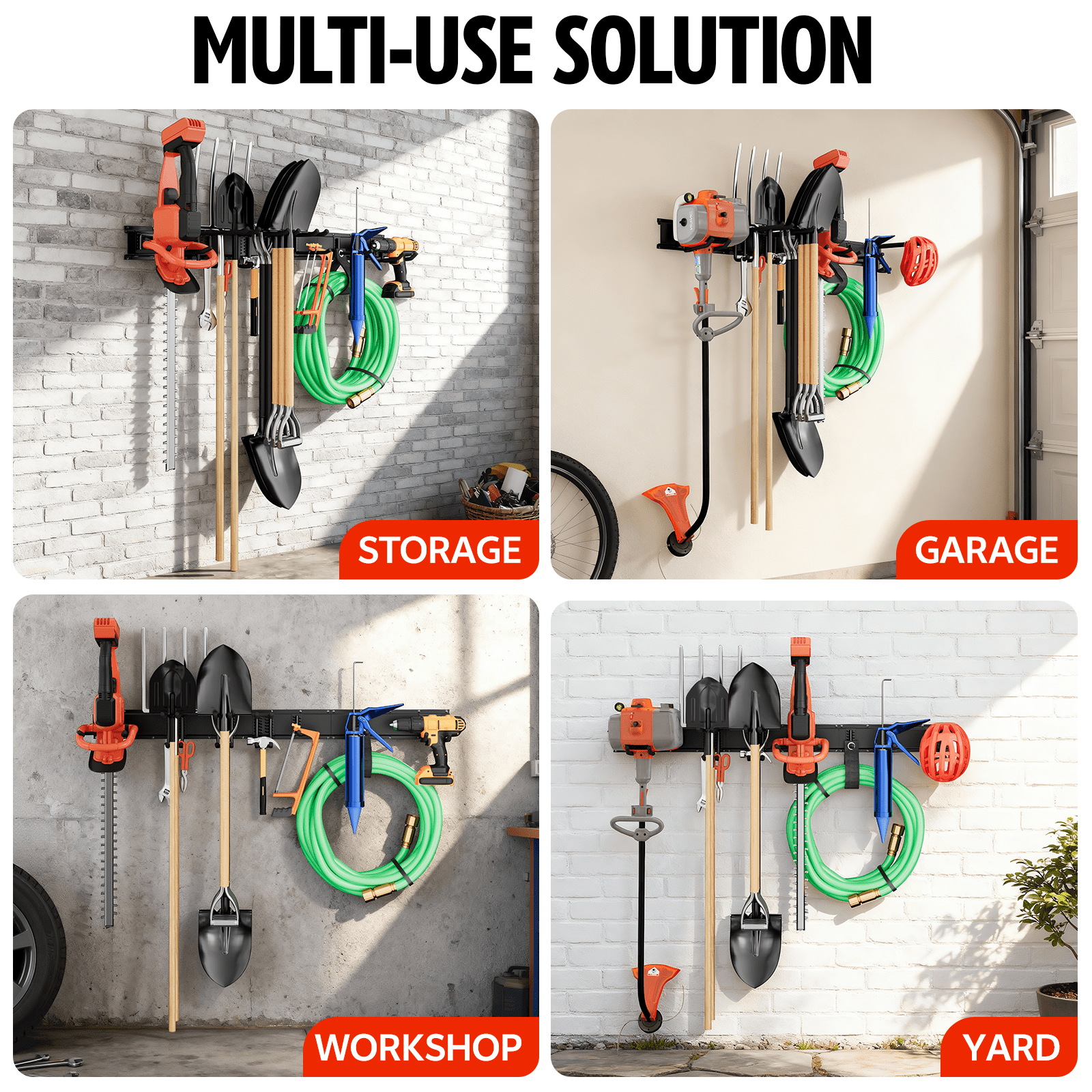 UNTIMATY Garage Tool Organizer Wall Mount Storage Rack with 7 Adjustable Hooks (48 in, 450 lb Capacity) x8xmj