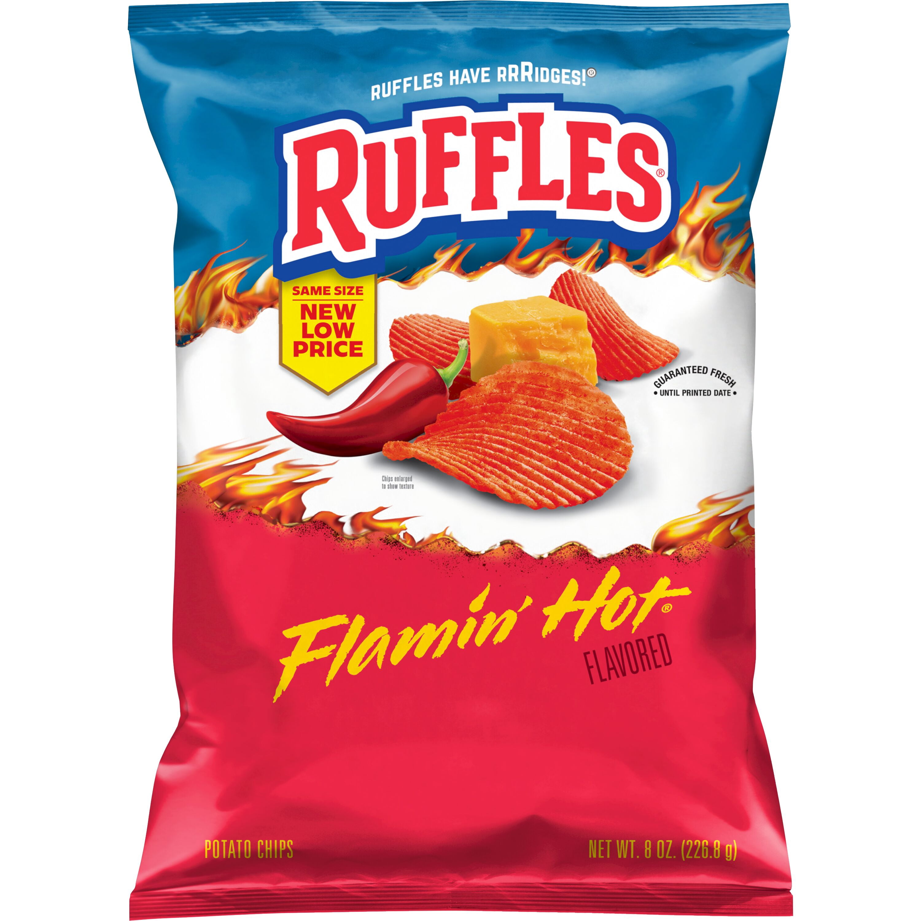 Ruffles Flamin' Hot Potato Chips, Spicy Crunchy Snack (8.0 oz) 8asfi