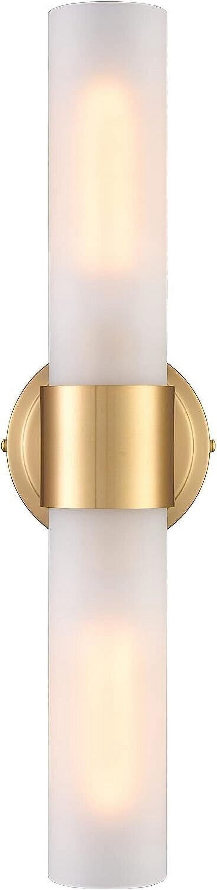 Moose Modern 2-Light LED Dimmable Wall Sconce with Frosted Glass Shades (Gold, 15 in) msexr