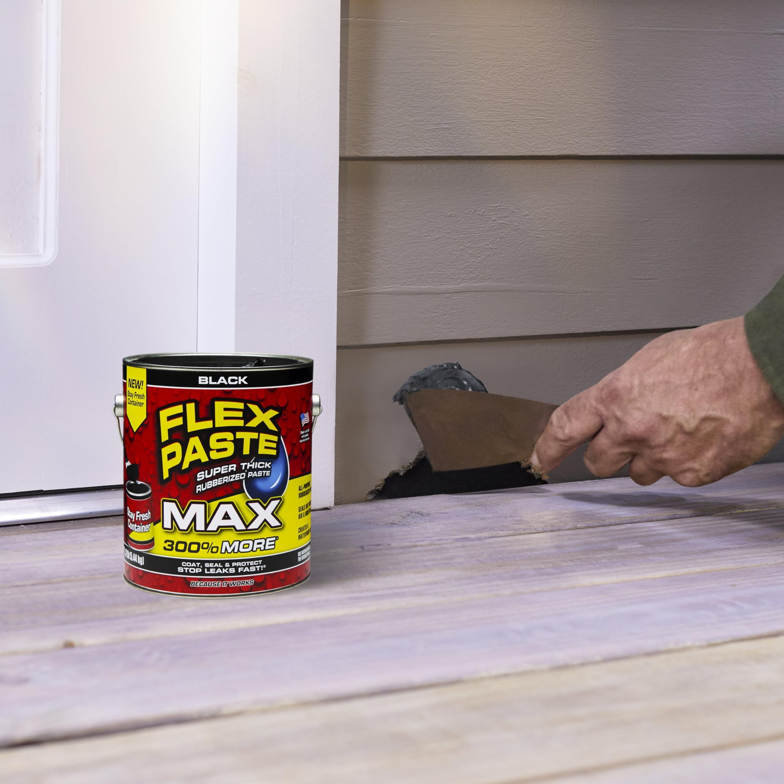 Flex Seal Flex Paste Waterproof Rubberized Sealant (Black, 16 oz) sealh