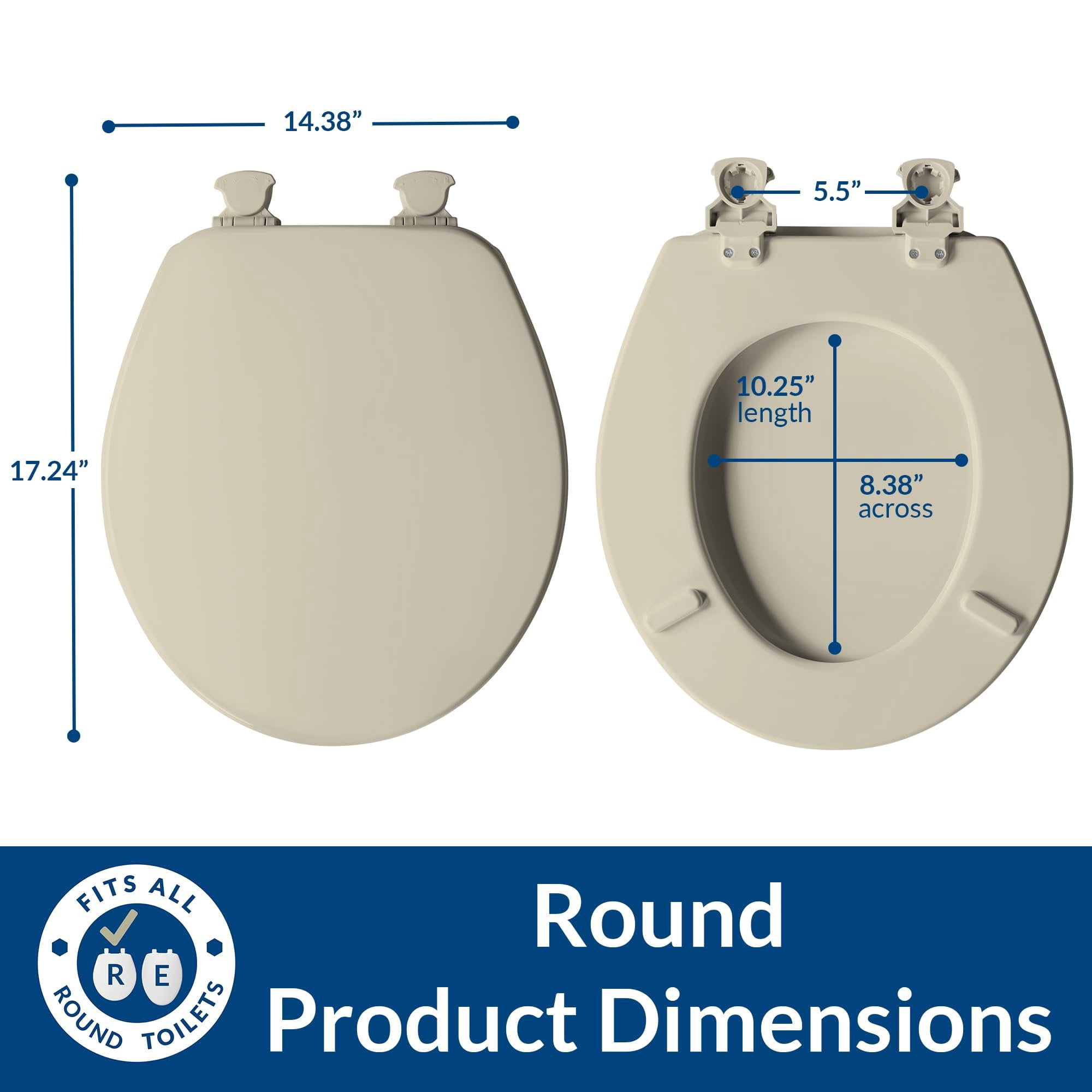 Church 540EC Lift-Off Wood Round Toilet Seat (White, Round) nv7xg