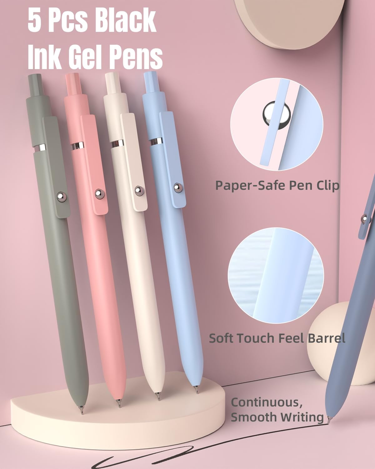 Four Candies Aesthetic Stationery Set with Pencil Case, Pastel Highlighters, Gel Pens, and Mechanical Pencils (Pink, 39 Piece Set) e4ql3