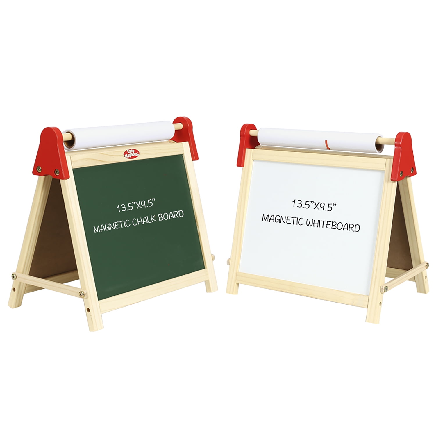Easy Playhouse Wooden Tabletop Double-Sided Kids Easel with Magnetic Whiteboard and Chalkboard (White, 15.35 in x 11.8 in) oc080