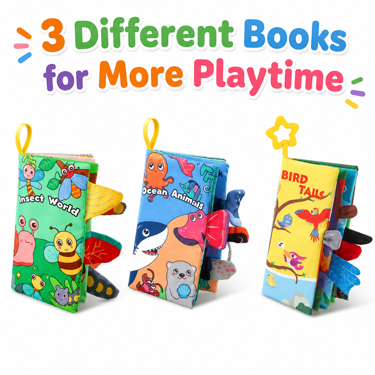 Byseng Soft Cloth Baby Books Sensory Activity Set (High Contrast, 3 Pack) yg38v