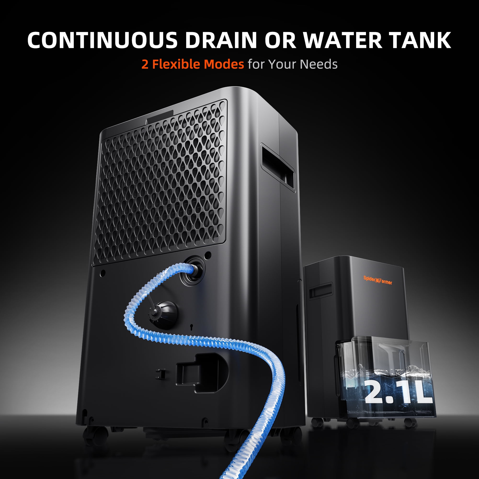 Spider Farmer 32 Pint Dehumidifier with Continuous Drain Hose for Grow Tents and Indoor Gardens (Black, 32 Pint) b0huz