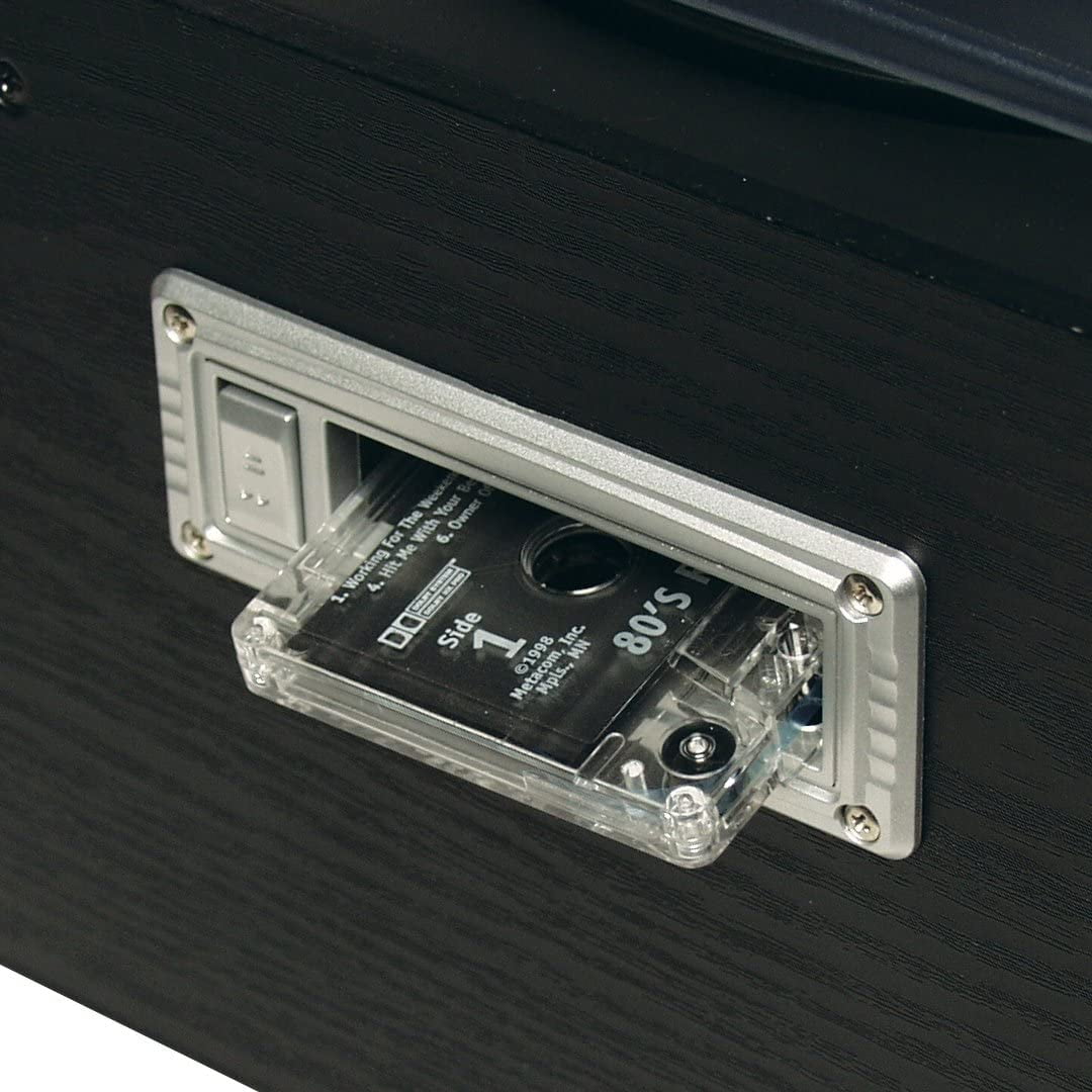 Jensen All-In-One Hi-Fi Stereo Turntable with CD Player, Cassette Deck, and AM/FM Radio (Black) qqvj7
