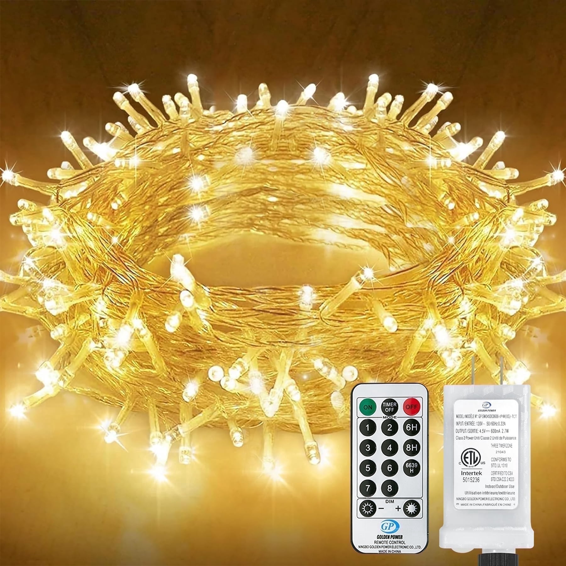 ArooickT 220 LED Fairy String Lights, Waterproof Indoor Outdoor Decorative Lighting with Remote Control (Warm White, 82 ft) ss4pw